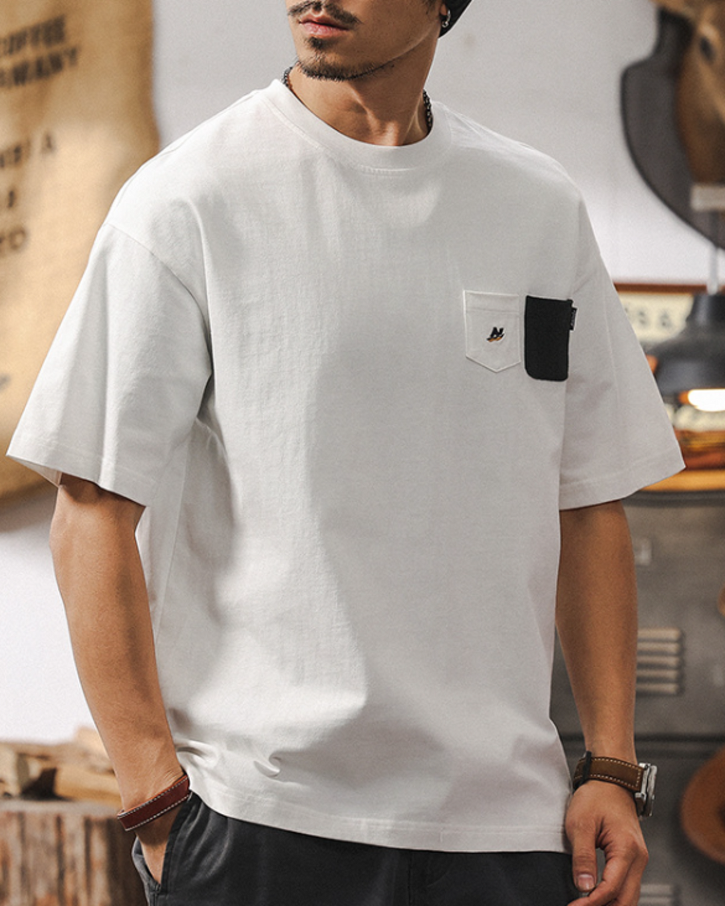 heavy weight double pocket short sleeve t-shirt 2color 【ACT0169】