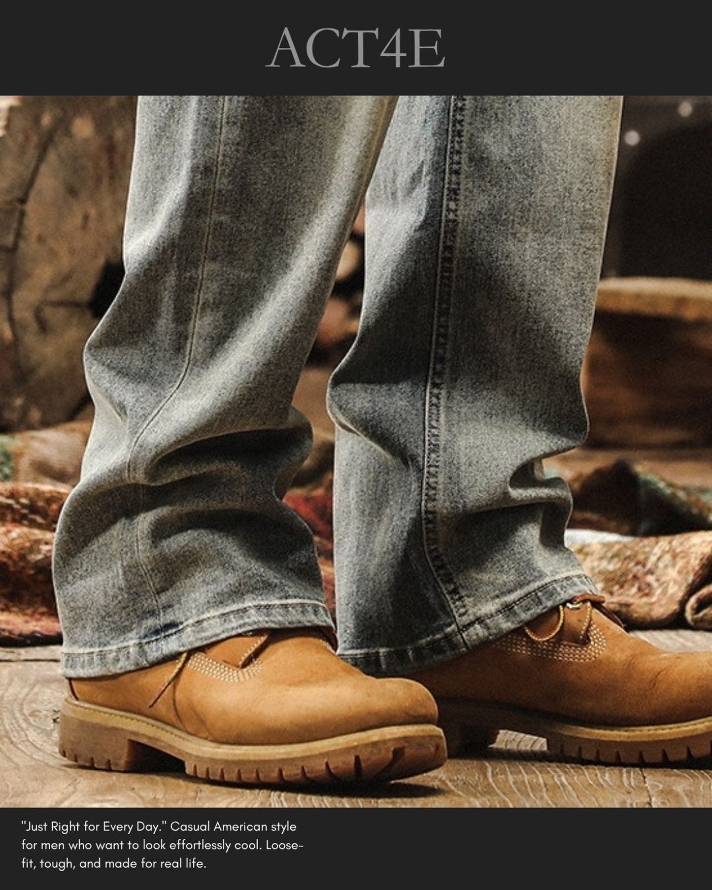 classic damage wash straight denim pants 3colors 【ACT0194】
