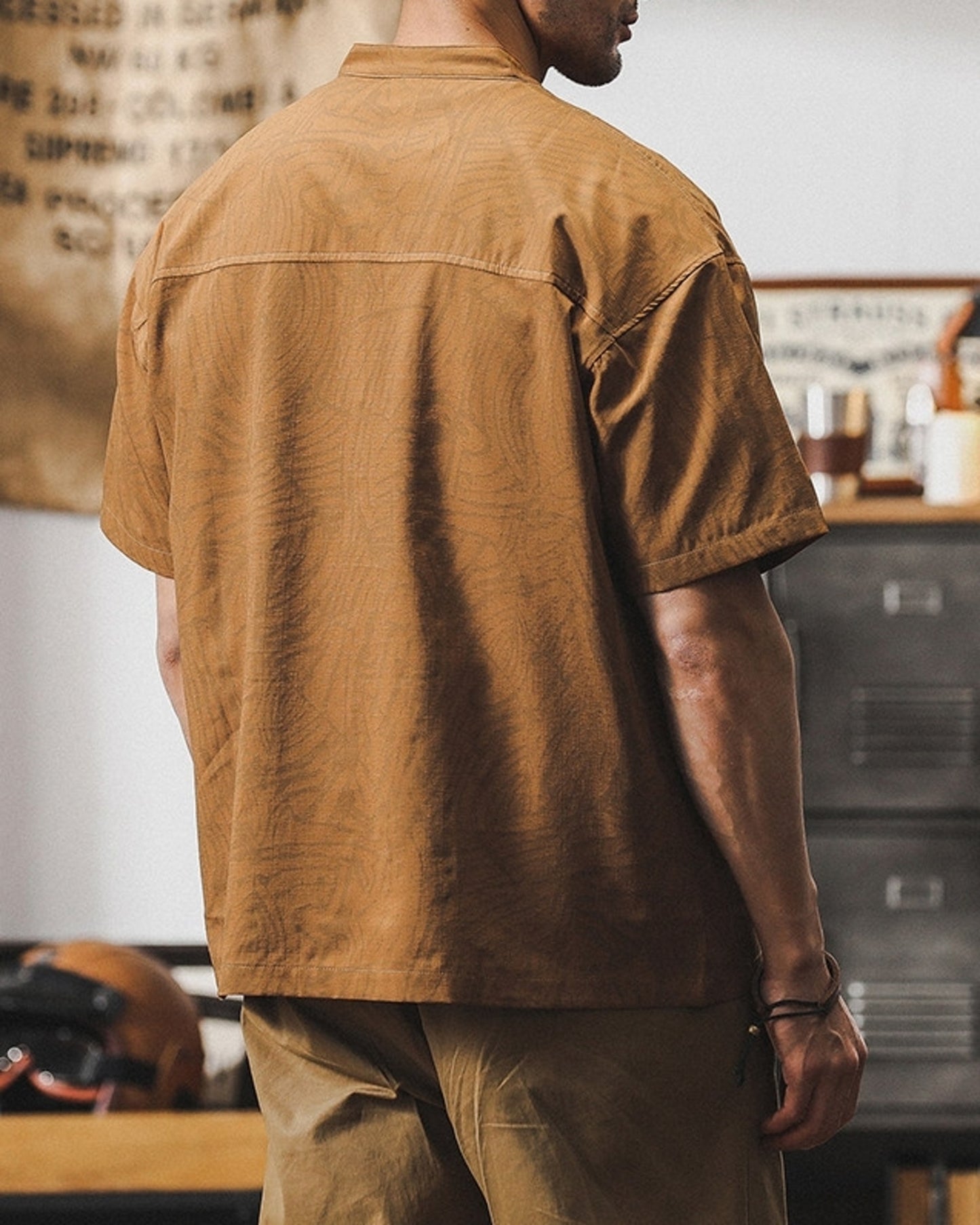 vintage striped stand collar POLO shirt 3color 【ACT0240】