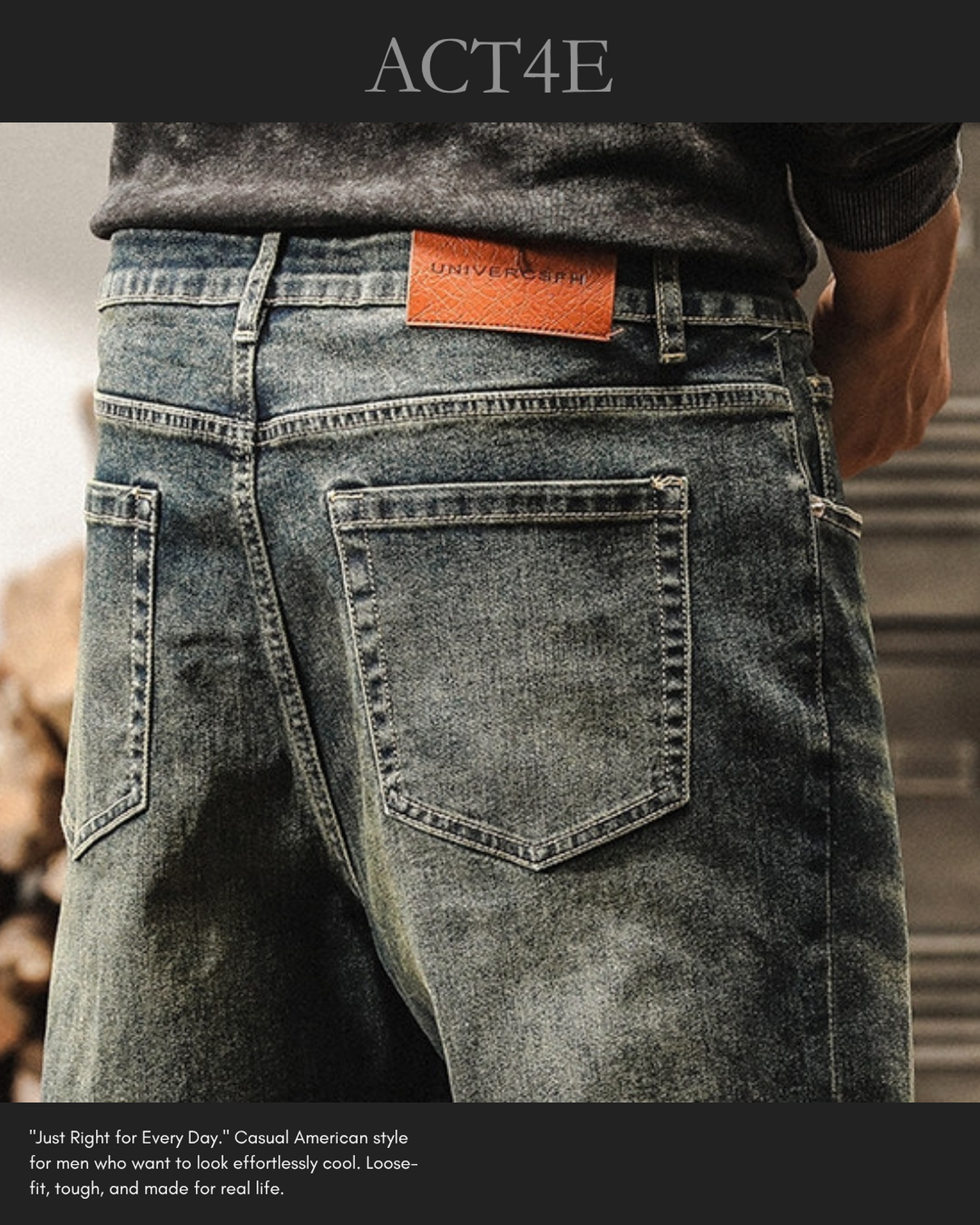 loose straight denim pants 3color 【ACT0182】