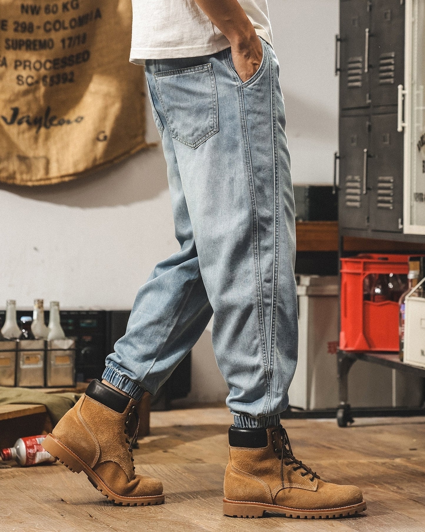 loose drawstring jogger denim pants 2colors 【ACT0188】