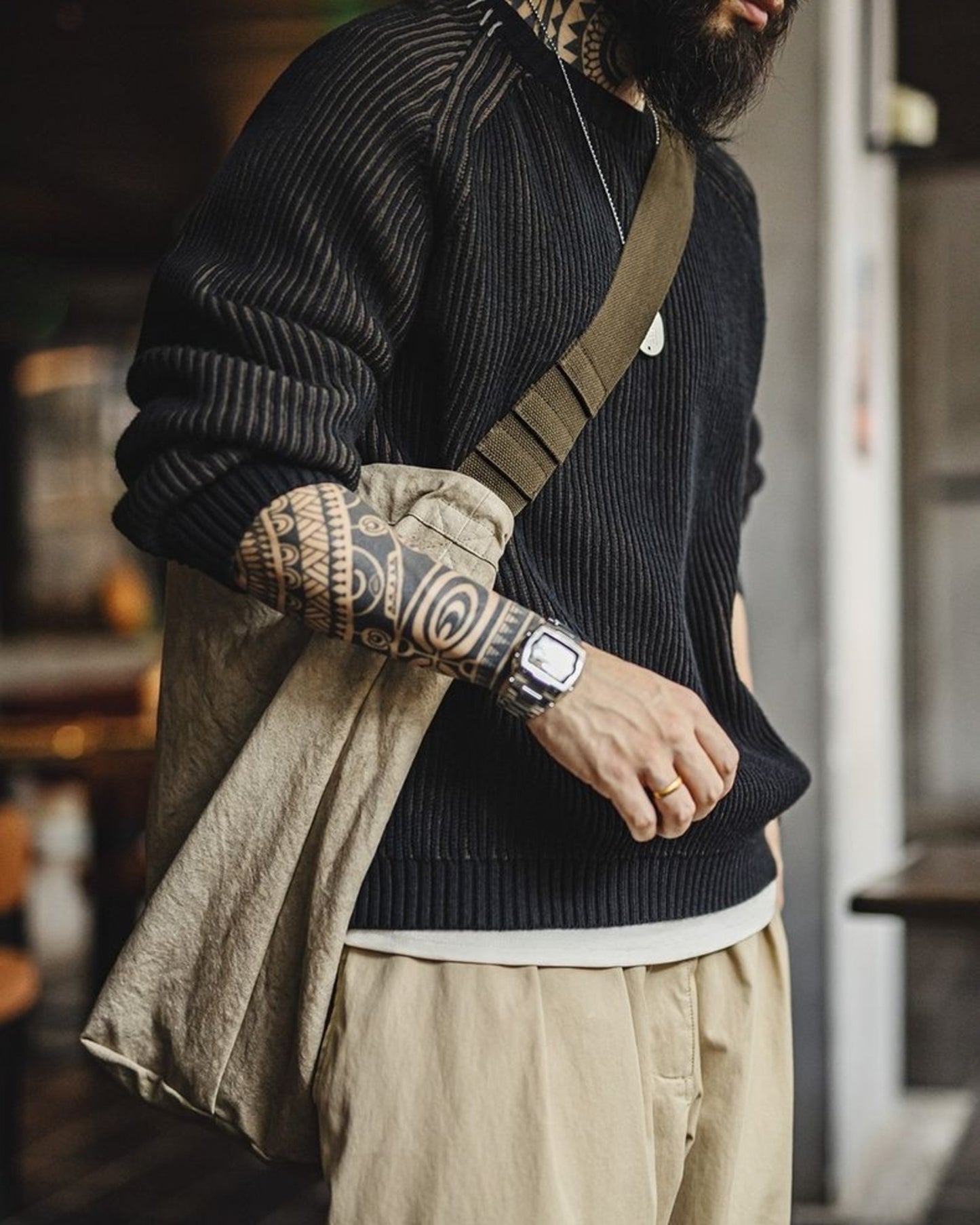 vintage canvas parachute shoulder bag 【ACT0143】