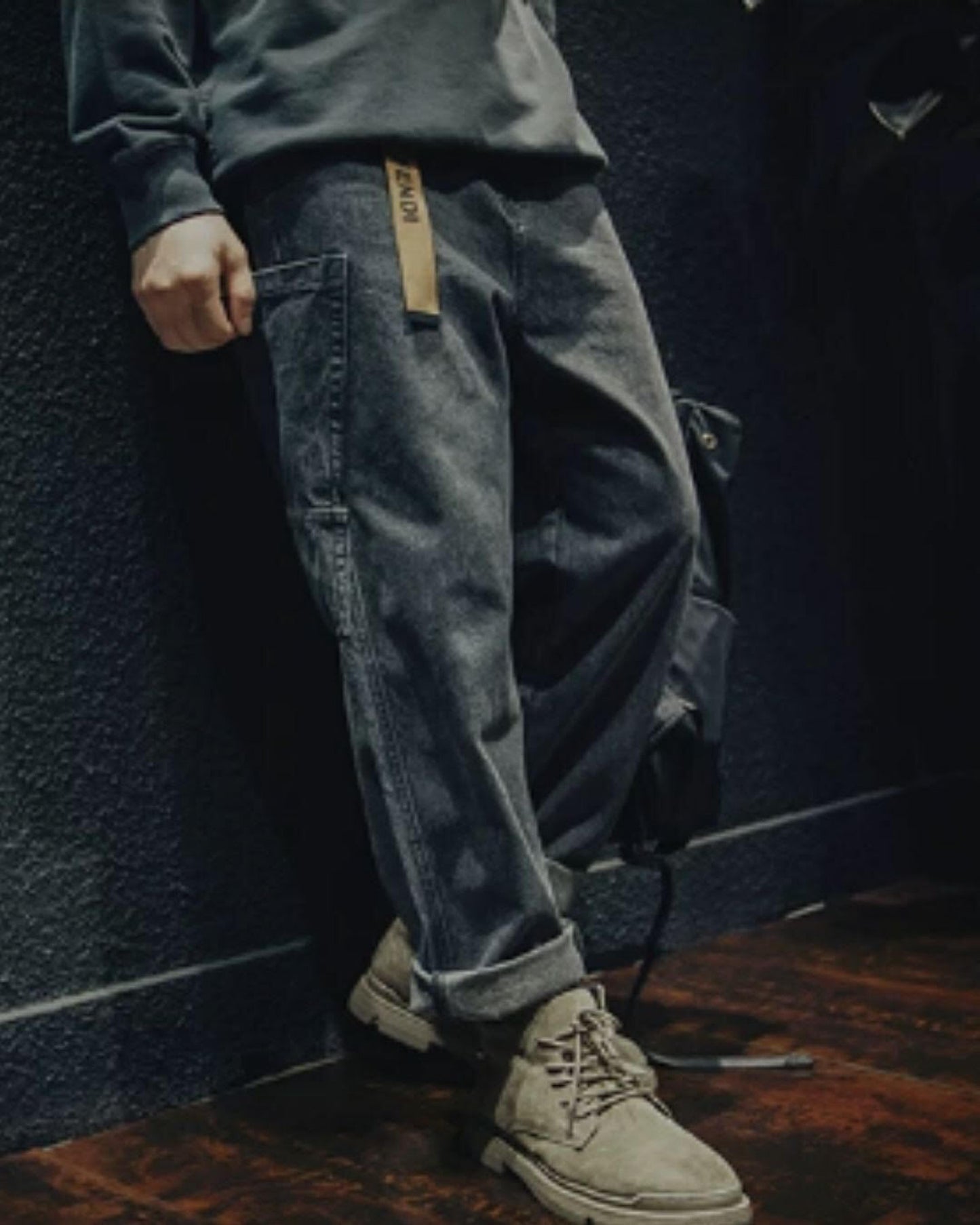 patch pocket wide denim pants 2color 【ACT0016】