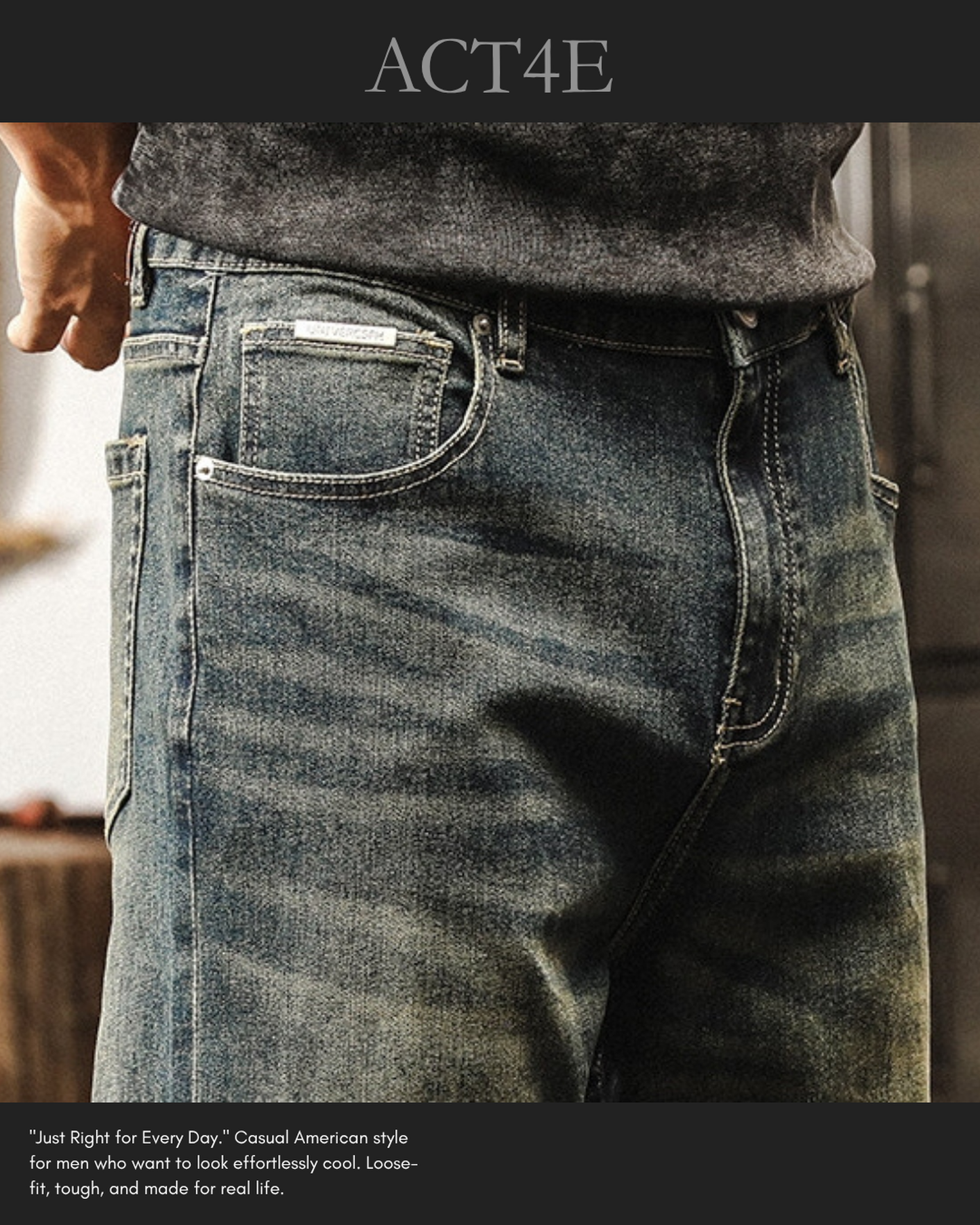loose straight denim pants 3color 【ACT0182】