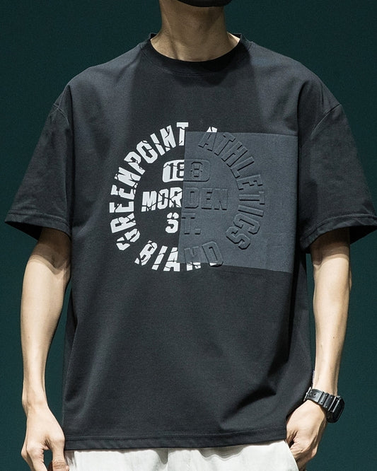letter embossed short sleeve t-shirt 3color 【ACT0170】