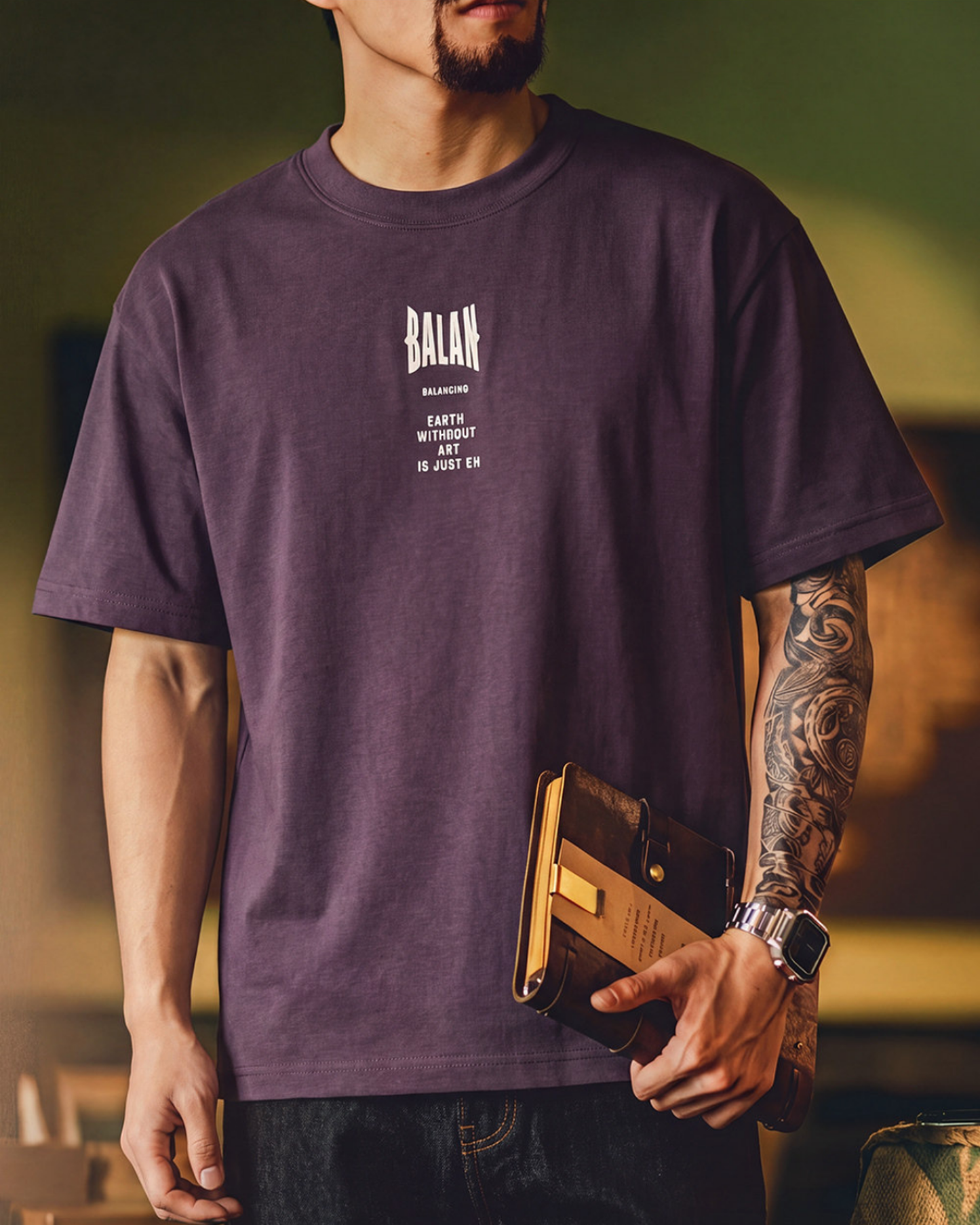 loose-fit embossed logo crew-neck t-shirt 2color 【ACT0059】