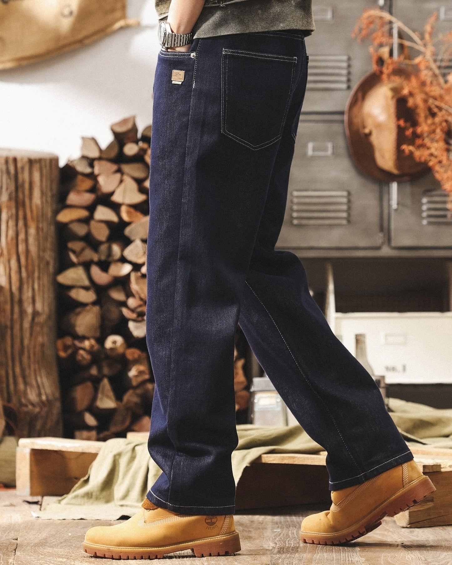 vintage raw wash straight denim pants 2color 【ACT0215】
