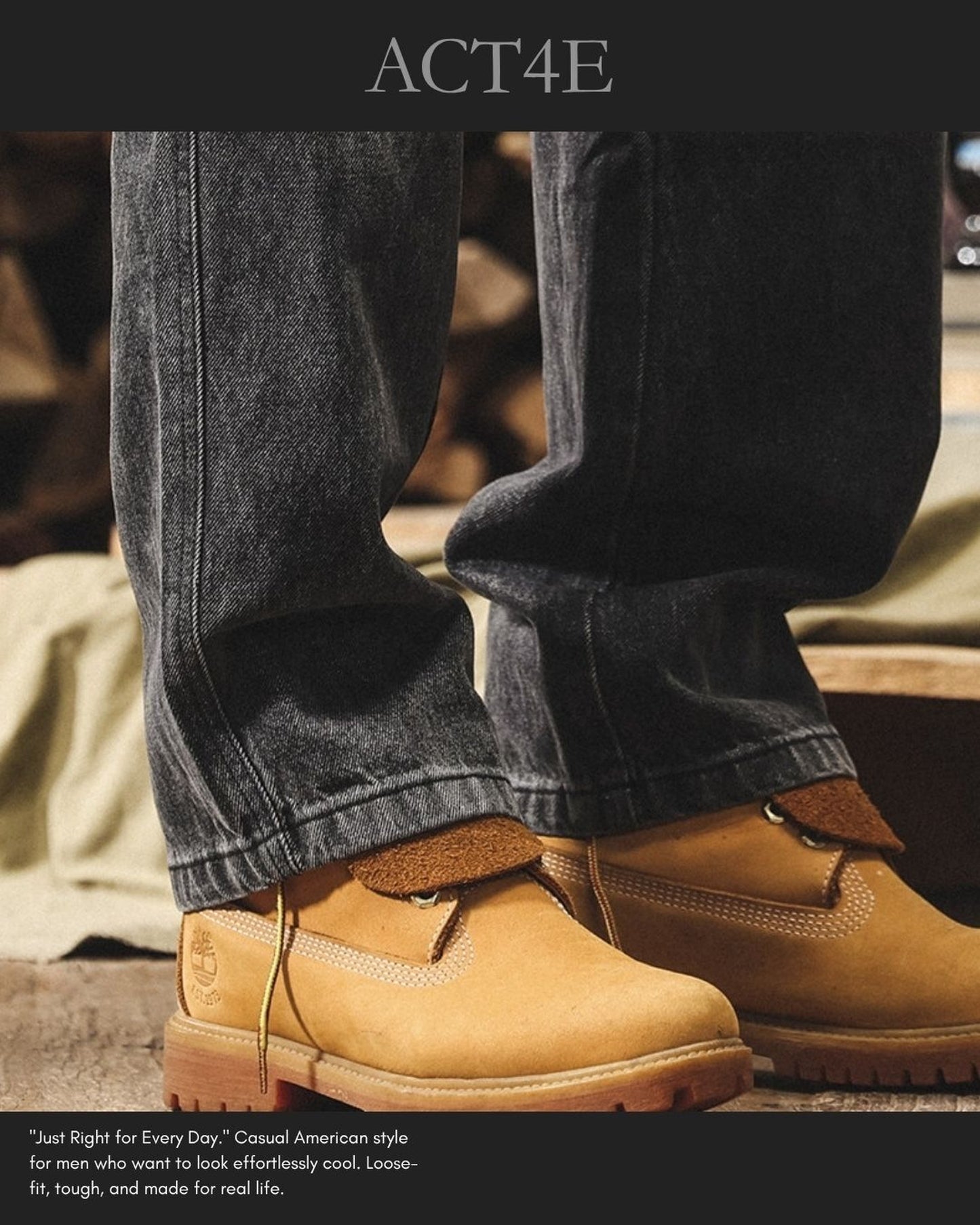 vintage wash loose straight cargo denim pants 2color 【ACT0223】