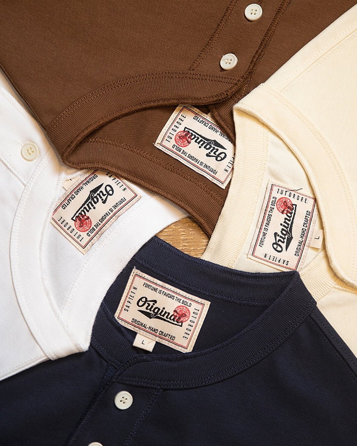 Henley-Neck Casual Loose Short-Sleeve T-Shirt 4color 【ACT0076】