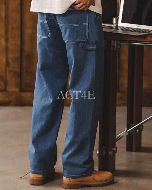 vintage wash straight painter denim pants 【ACT0220】