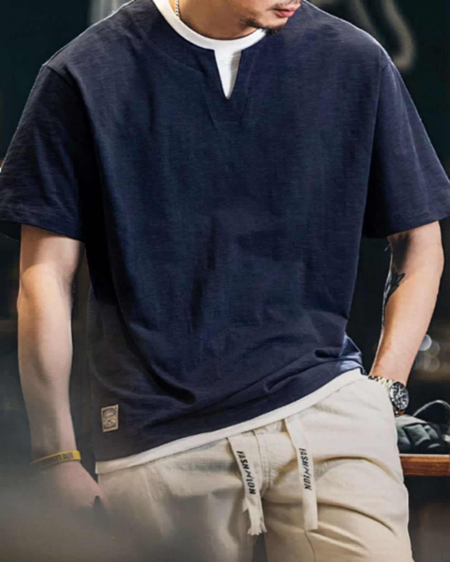 layered style short sleeve t-shirt 2color 【ACT0051】