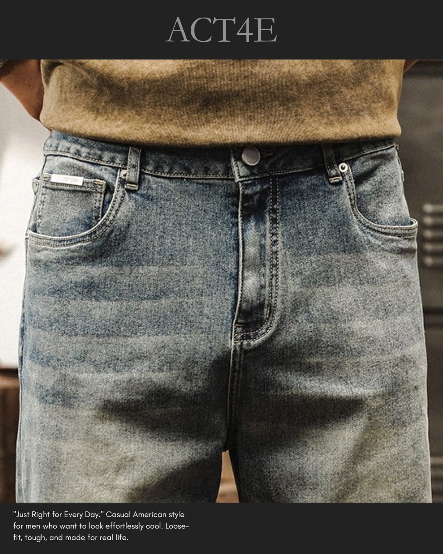 classic damage wash straight denim pants 3colors 【ACT0194】