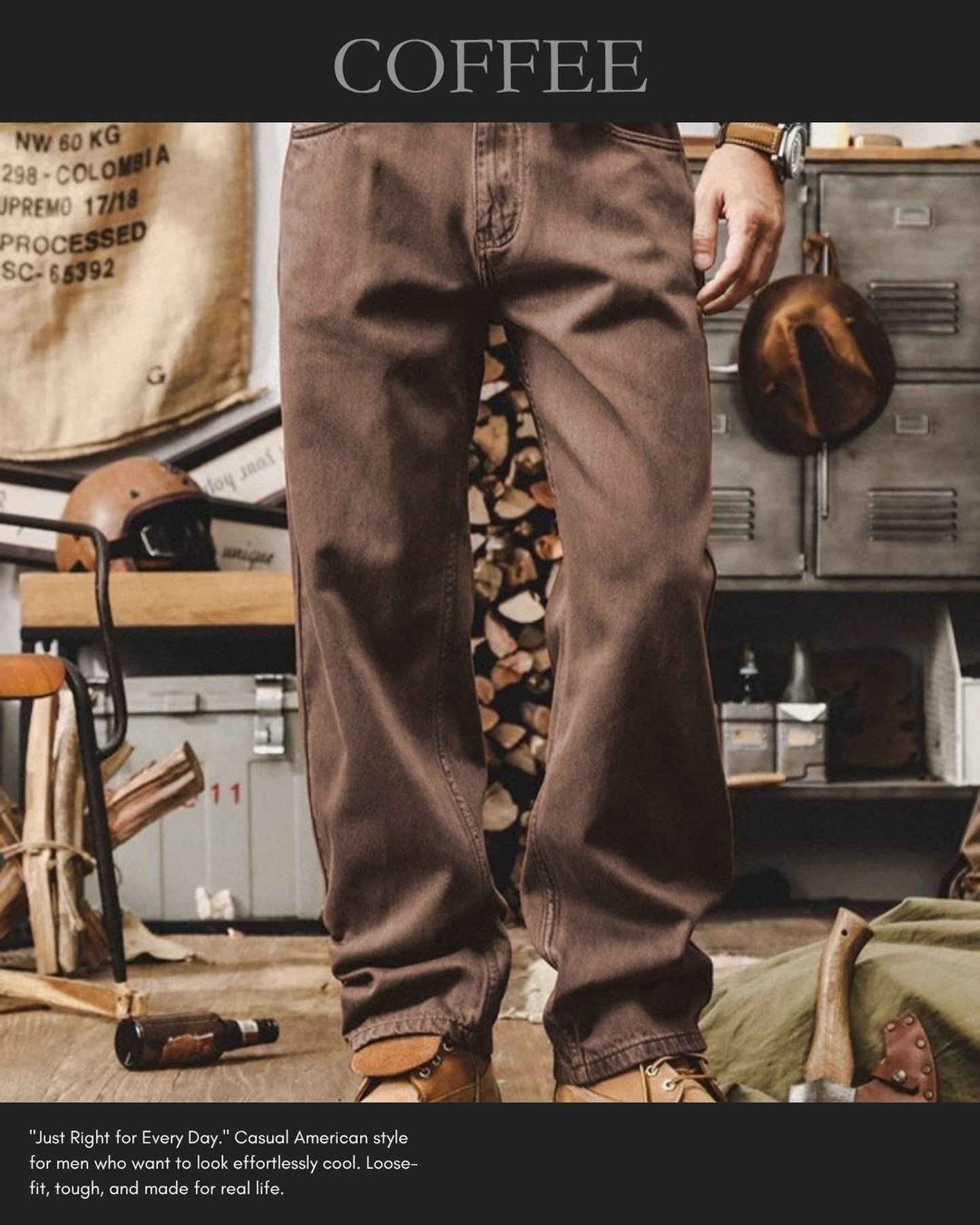heavy weight loose straight denim pants 10color 【ACT0204】