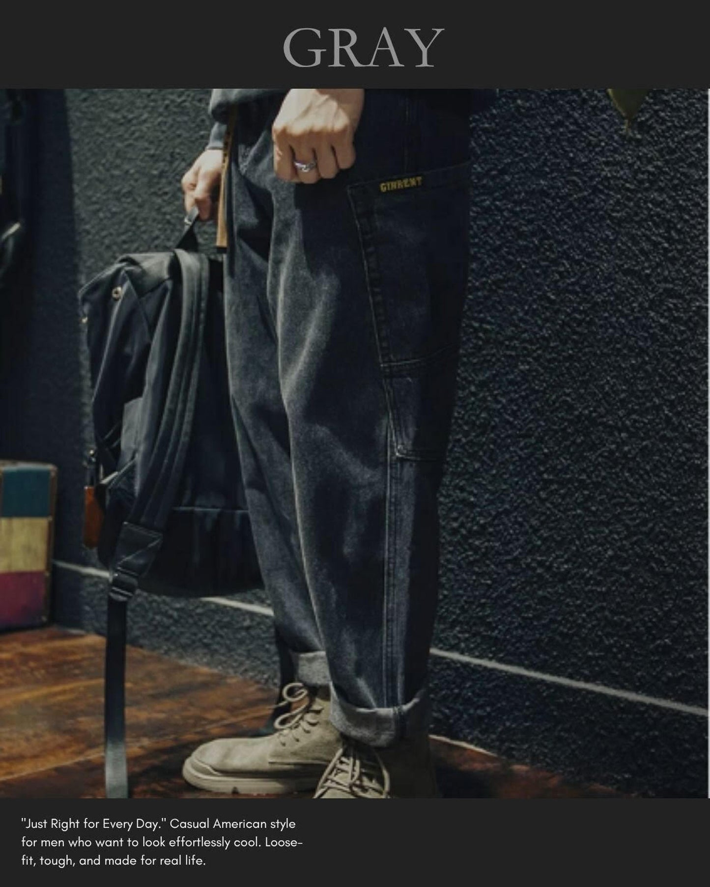 patch pocket wide denim pants 2color 【ACT0016】