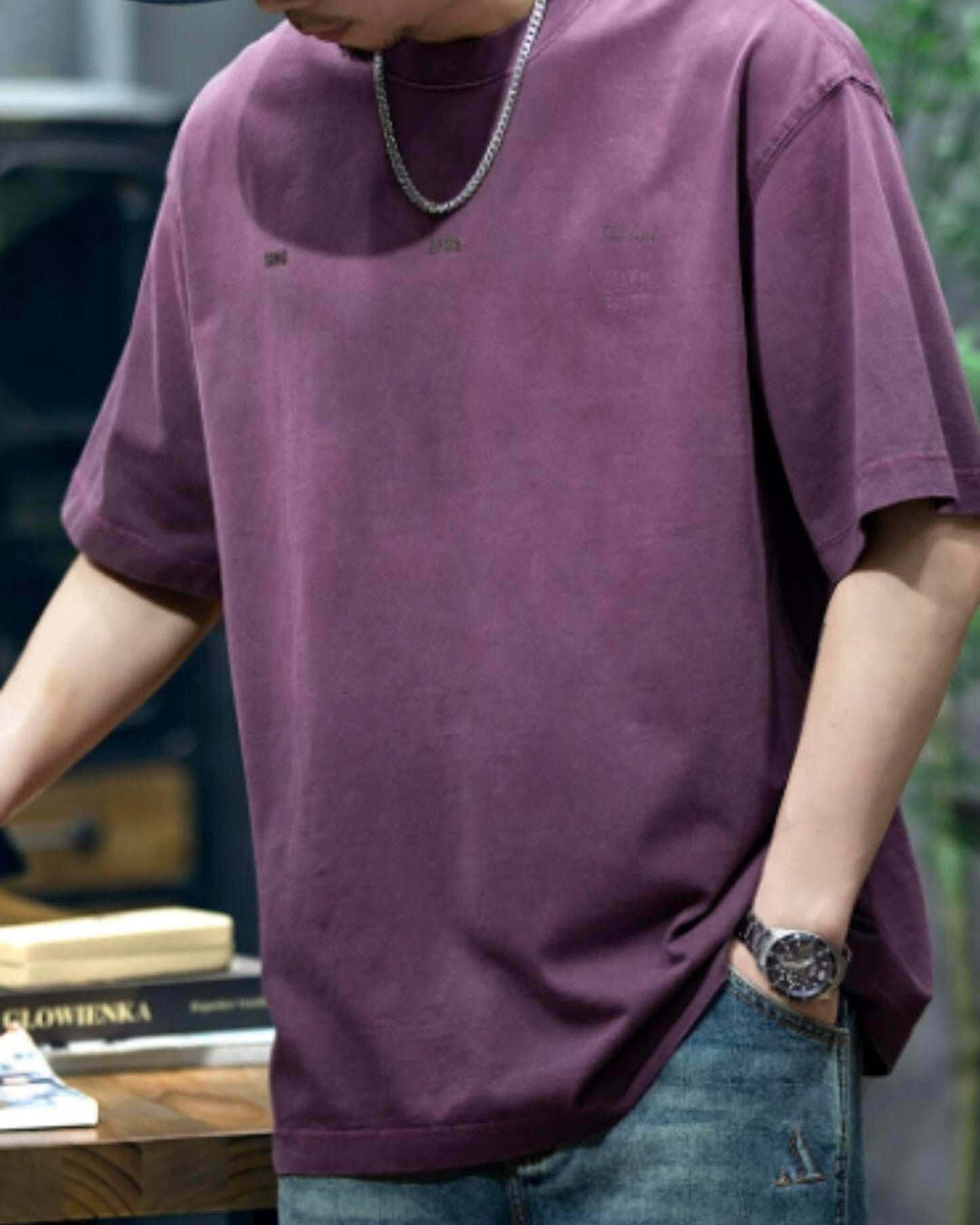 embroidered logo oversized t-shirt 2color 【ACT0032】