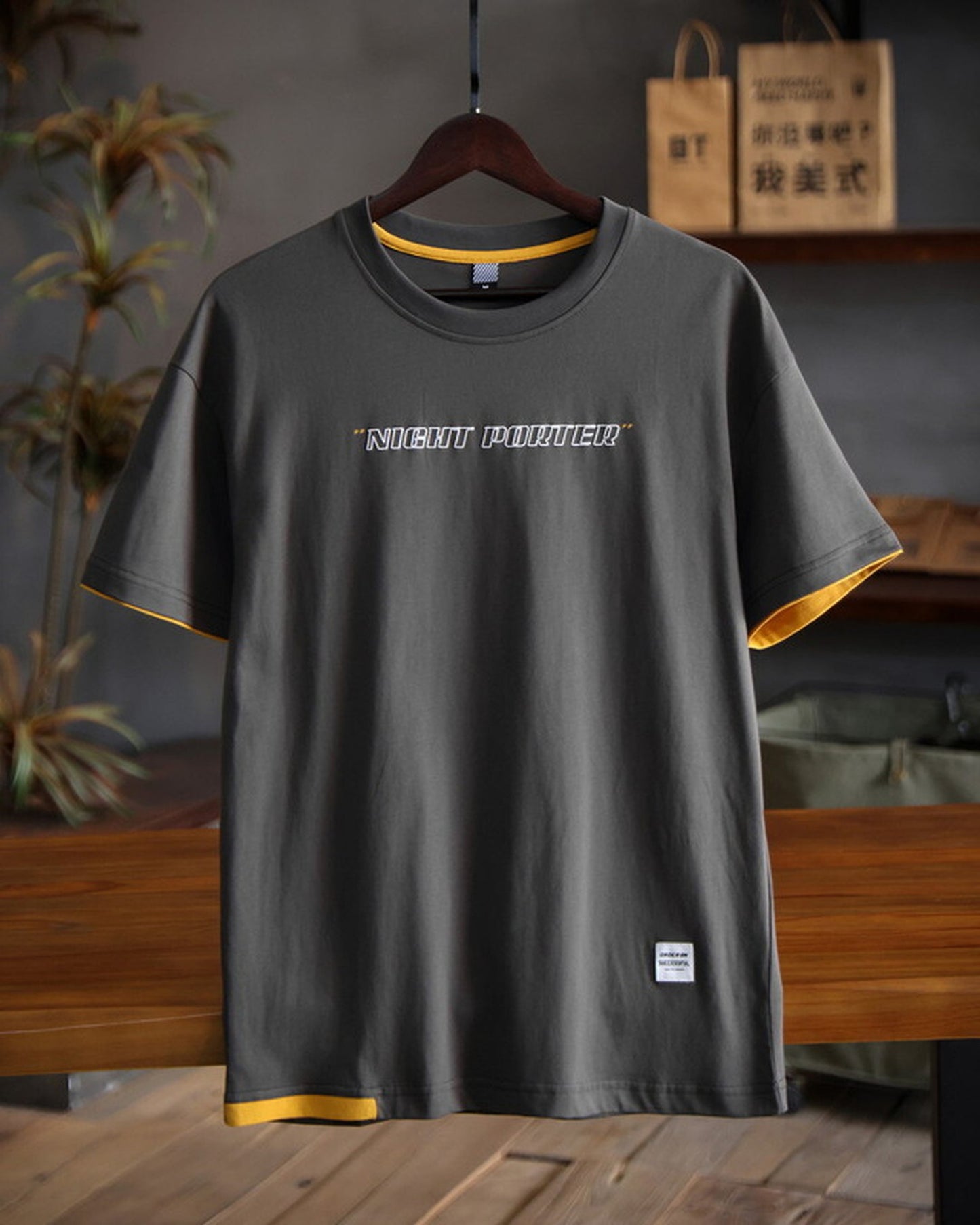 Layered-Style Graphic Relaxed Printed Cotton T-Shirt 3color 【ACT0122】