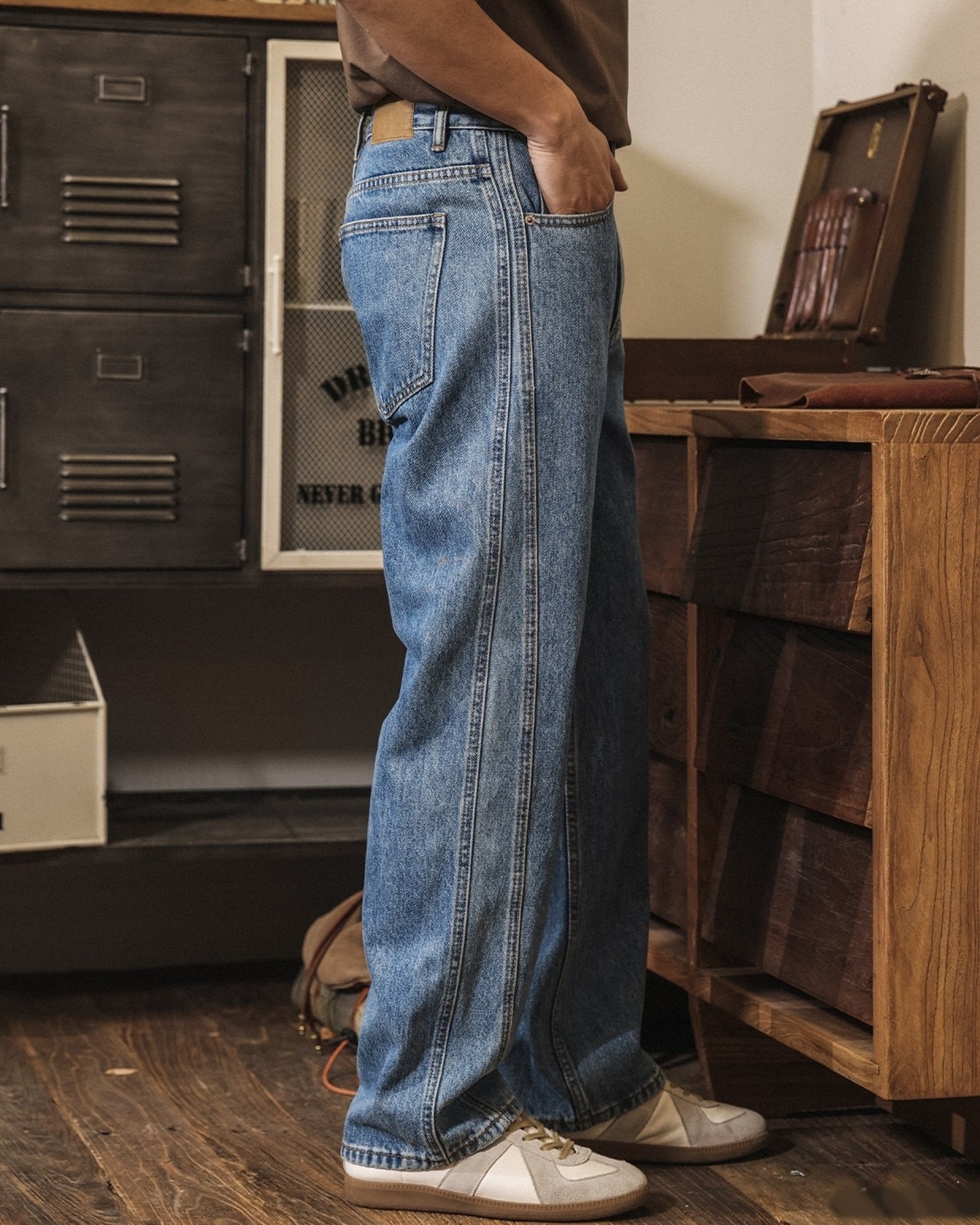 heavy weight loose straight denim pants 【ACT0211】