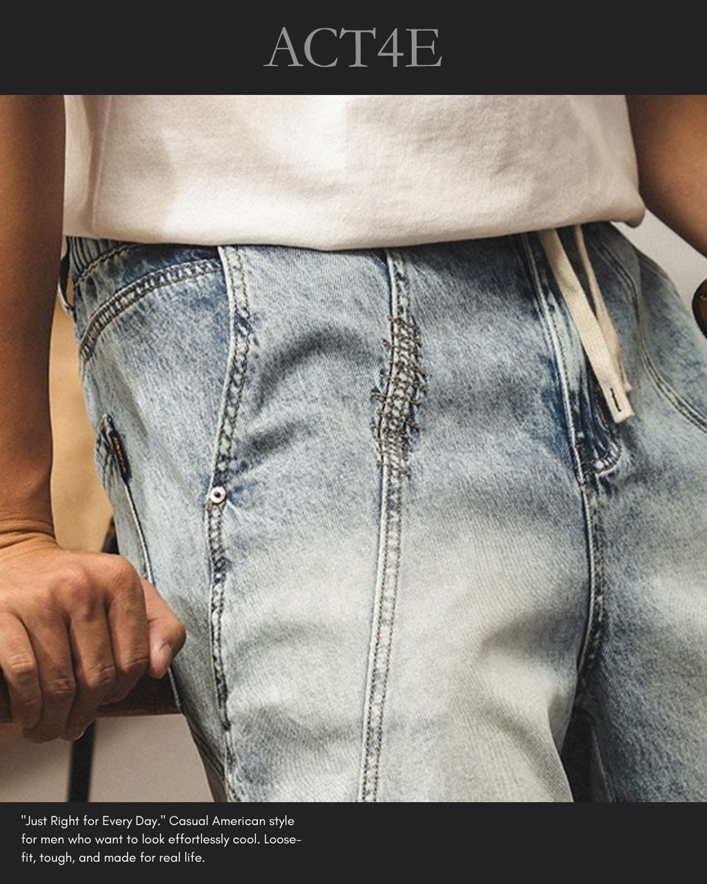 patchwork tencel denim shorts 【ACT0217】