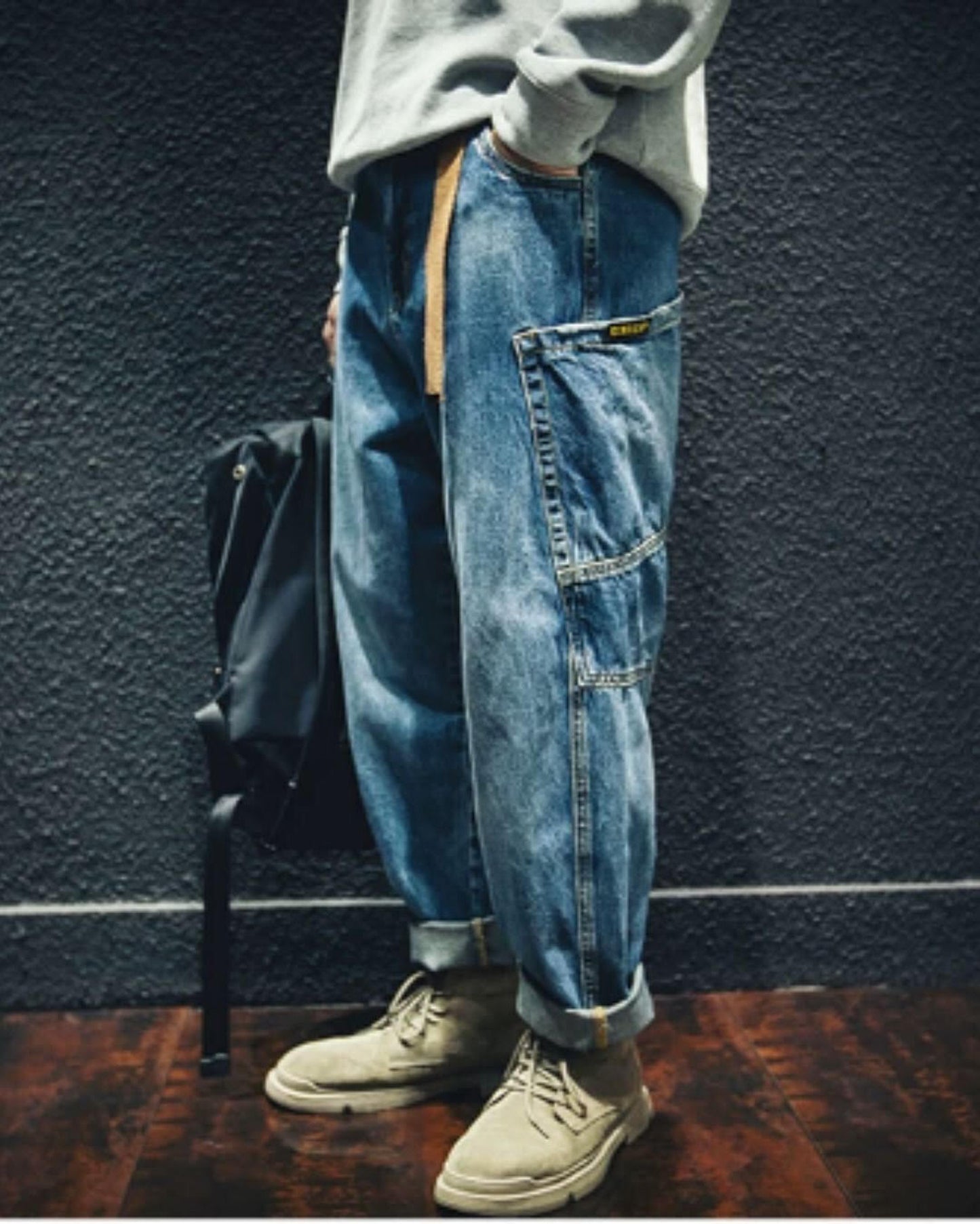 patch pocket wide denim pants 2color 【ACT0016】