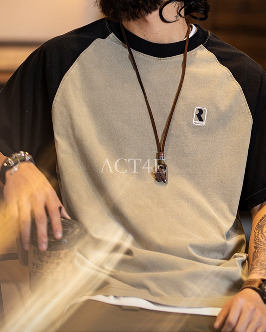Loose Casual Raglan-Sleeve Short-Sleeve T-Shirt 【ACT0072】