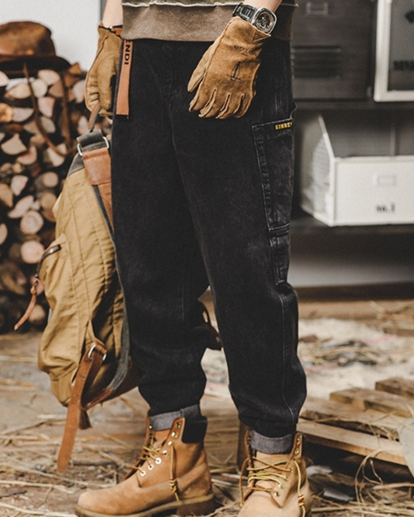 vintage wash relaxed straight denim pants 2color 【ACT0197】