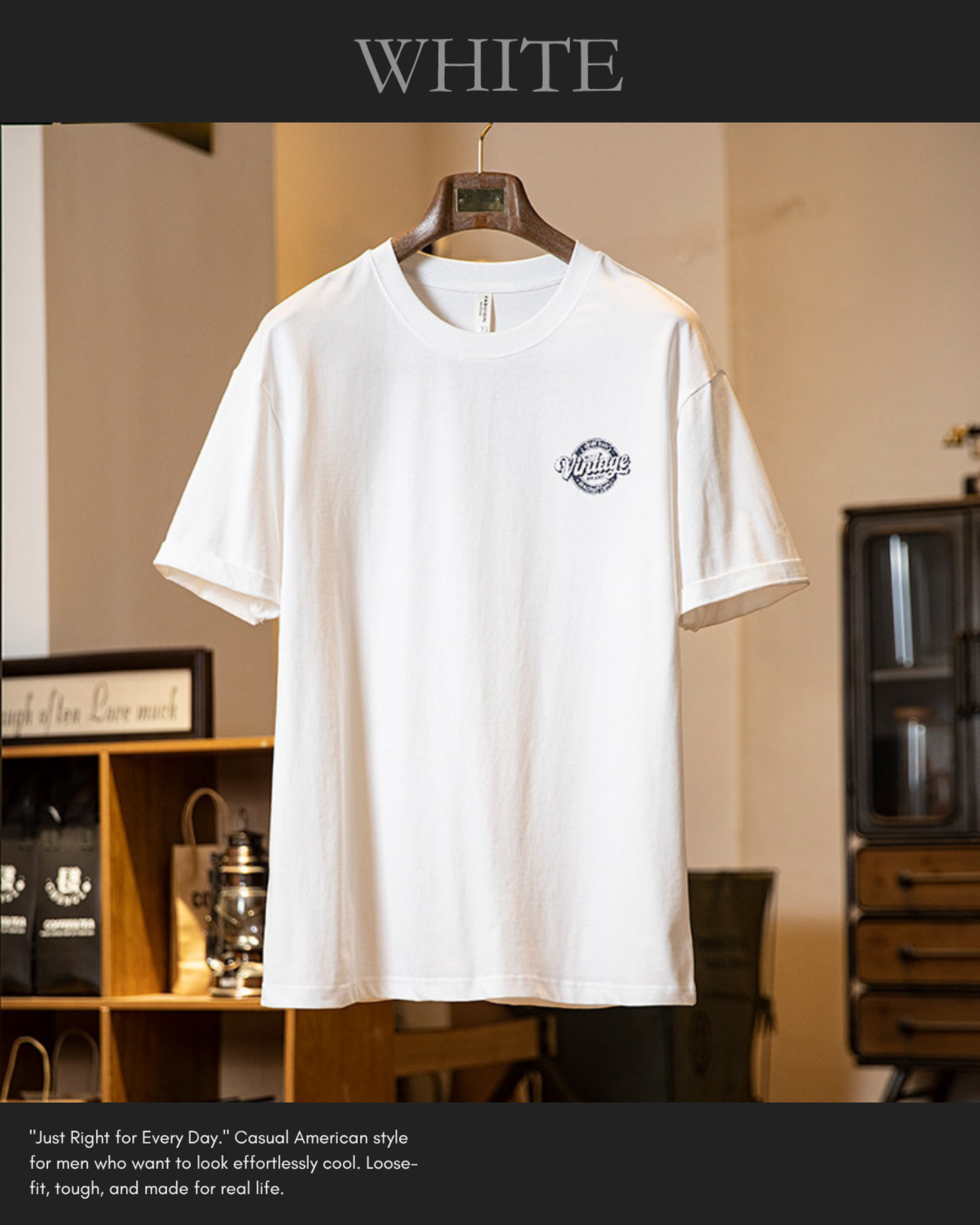 Vintage style graphic printed cotton t-shirt 3color 【ACT0066】