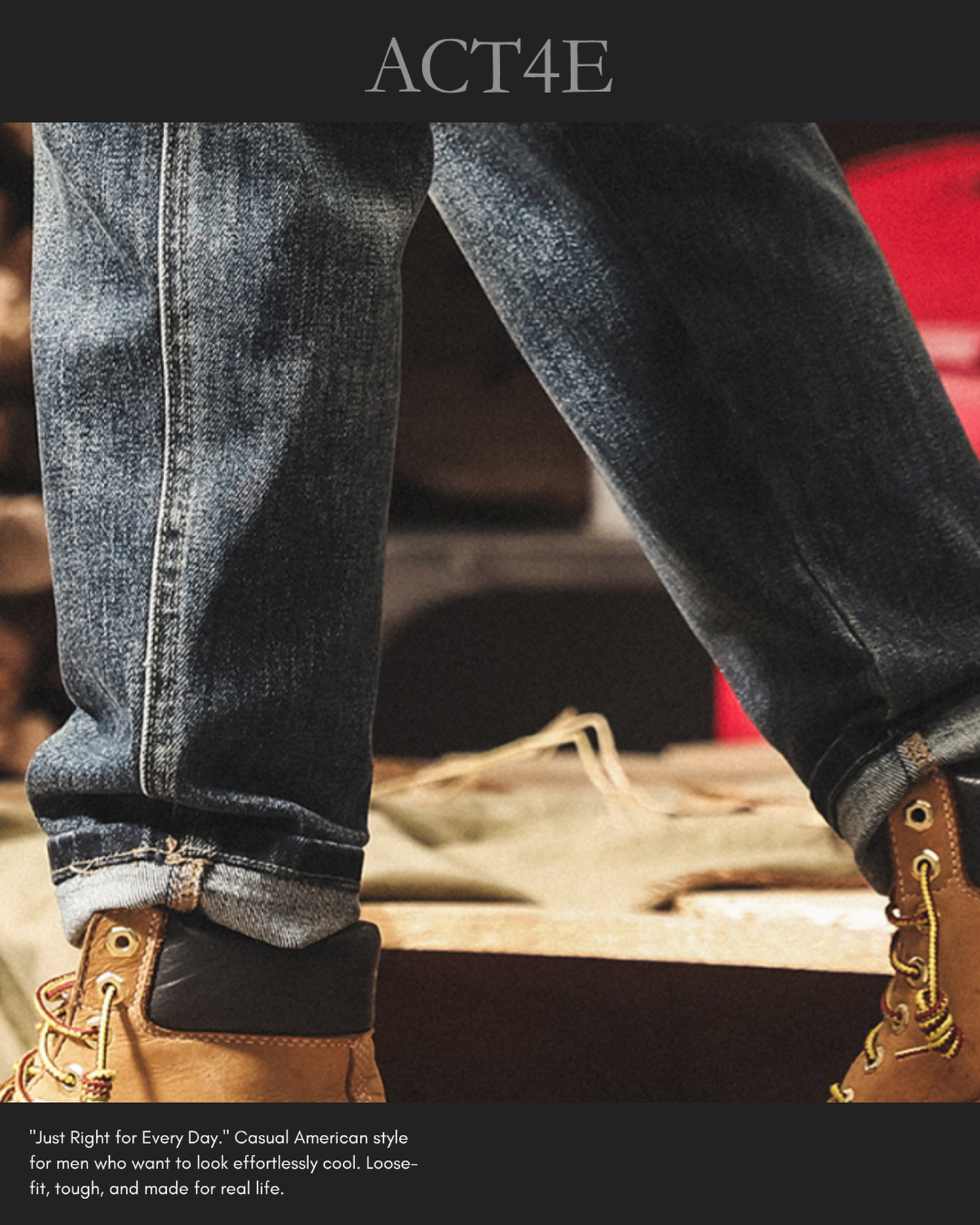 vintage wash straight denim pants 【ACT0178】
