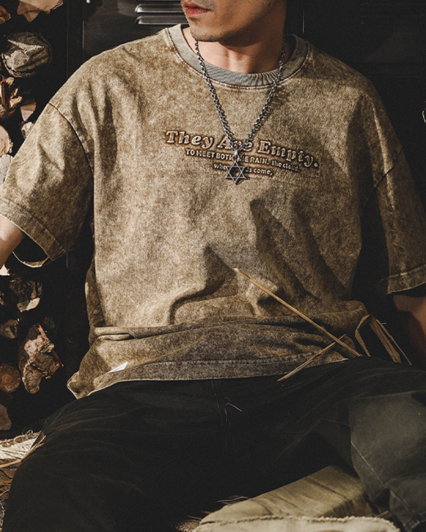 heavy weight embroidered logo short sleeve t-shirt 2color 【ACT0163】
