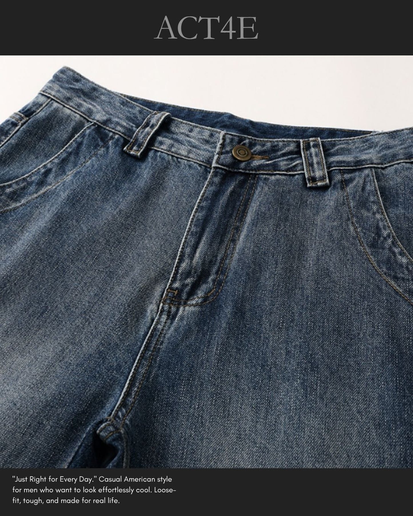 heavy weight loose straight denim pants 【ACT0203】