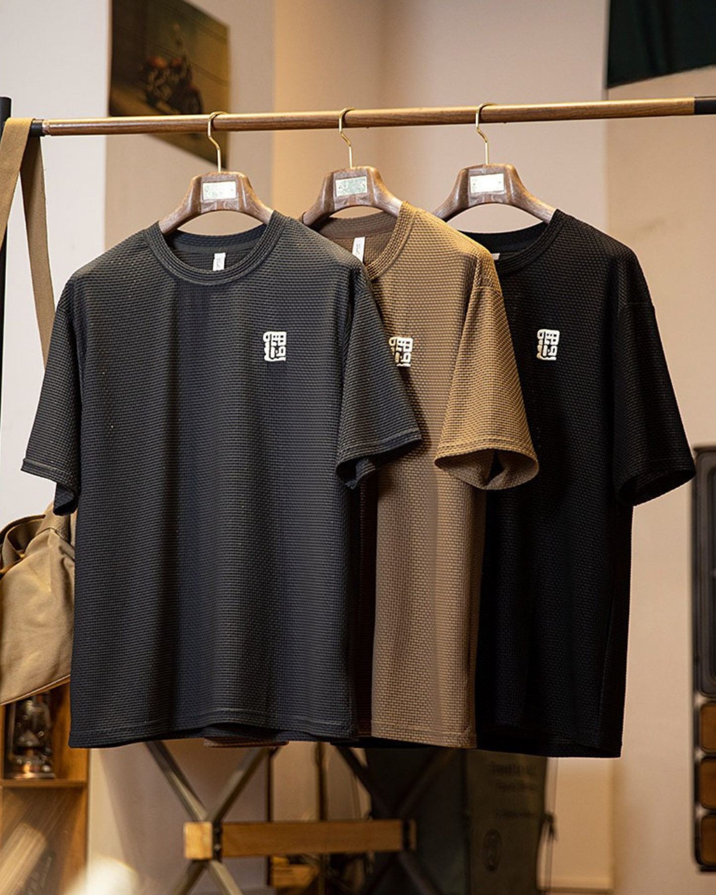 Waffle texture loose tee 3color 【ACT0058】