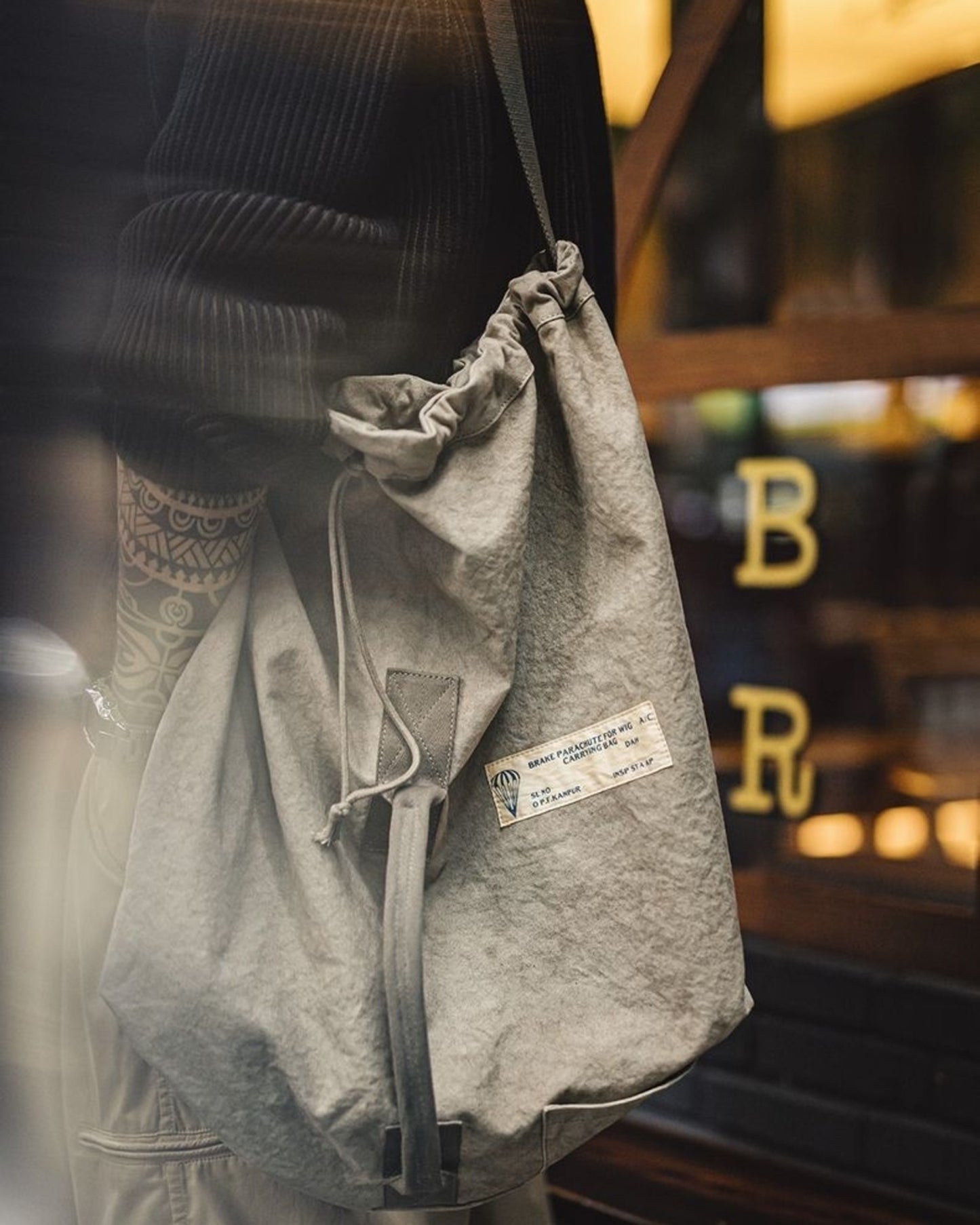 vintage canvas parachute shoulder bag 【ACT0143】