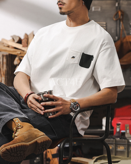 heavy weight double pocket short sleeve t-shirt 2color 【ACT0169】