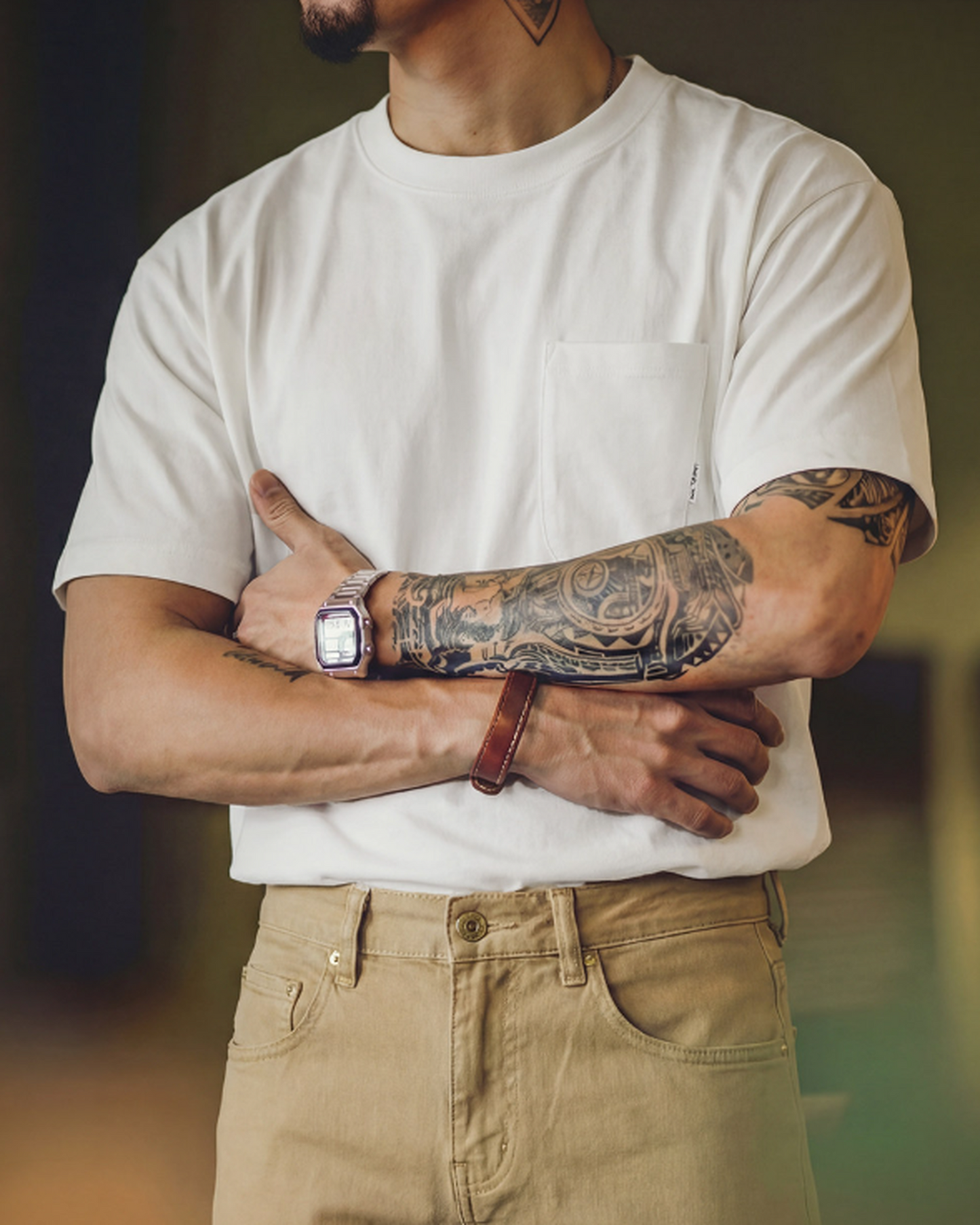 Relaxed Fit Heavyweight Cotton Pocket T-Shirt 2color 【ACT0110】