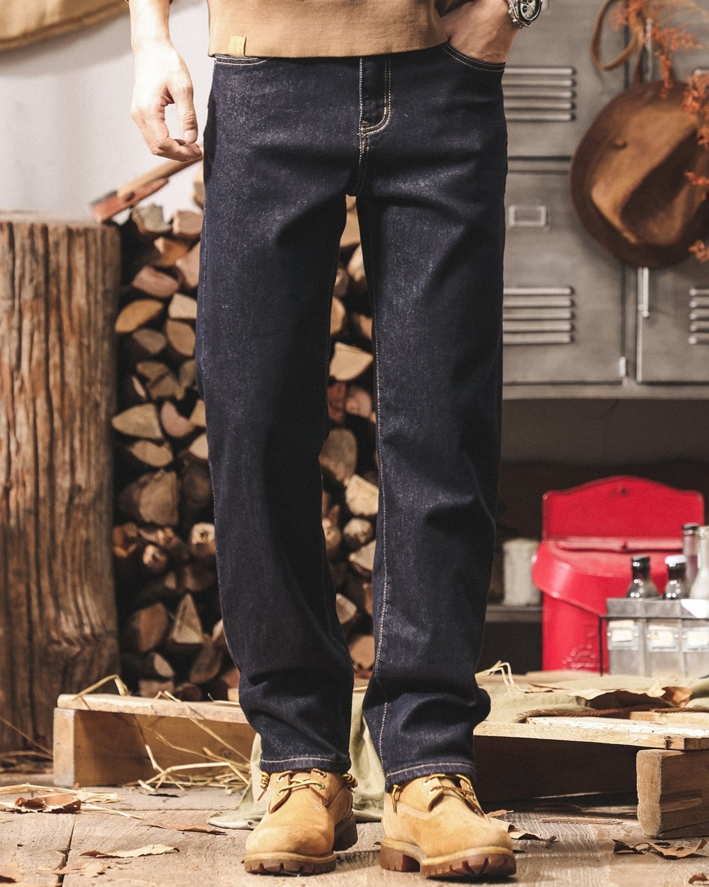 heavy vintage straight denim pants 【ACT0216】