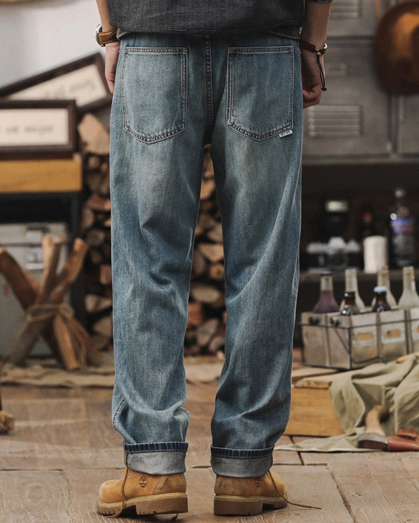 loose straight lyocell blend denim pants 【ACT0185】