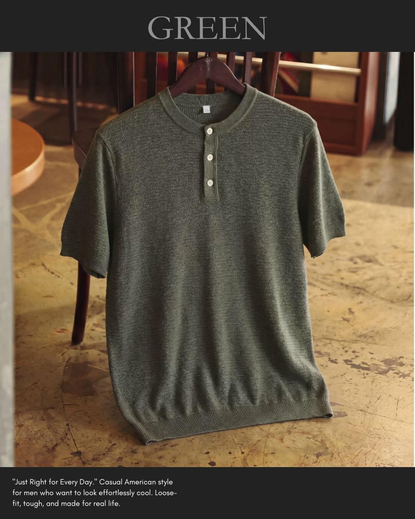 button front knit polo shirt 3color 【ACT0040】