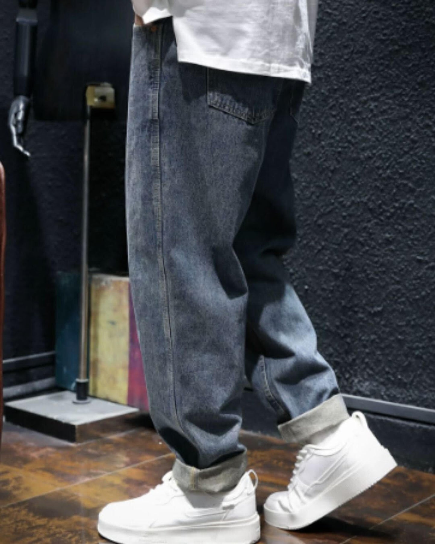 washed tapered wide denim pants 【ACT0008】