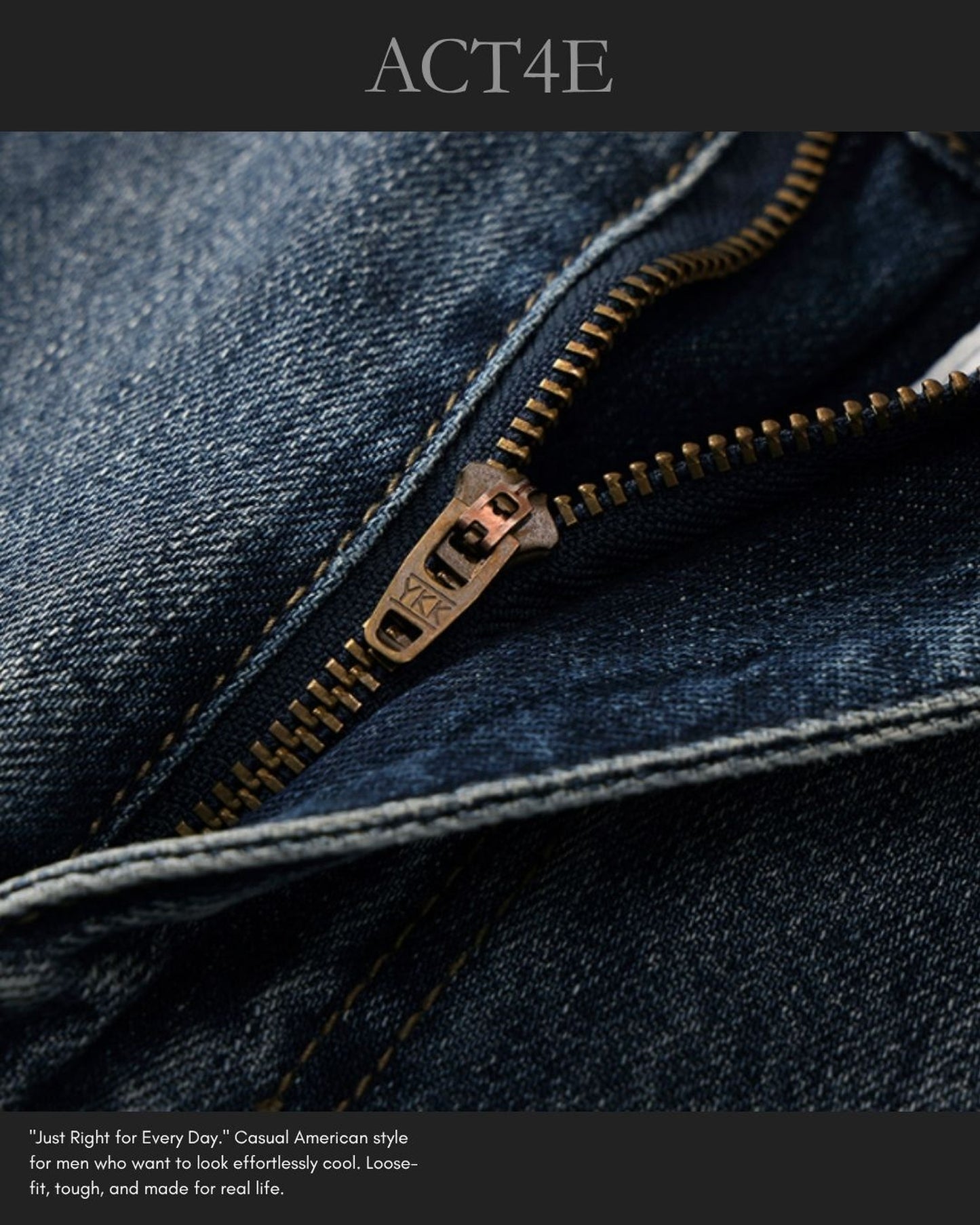 heavy weight loose straight denim pants 【ACT0203】