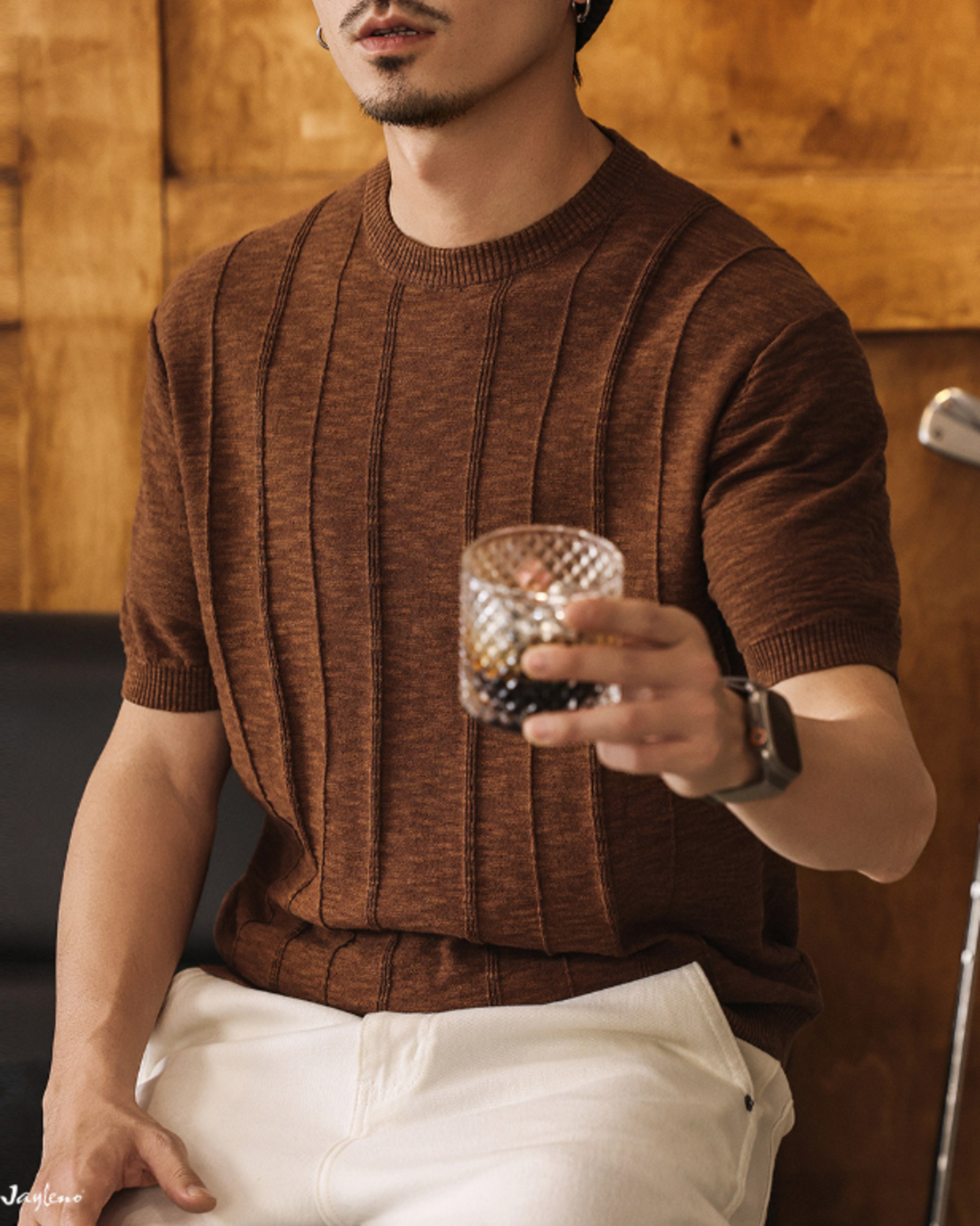 vertical stripe linen blend knit 4color 【ACT0168】