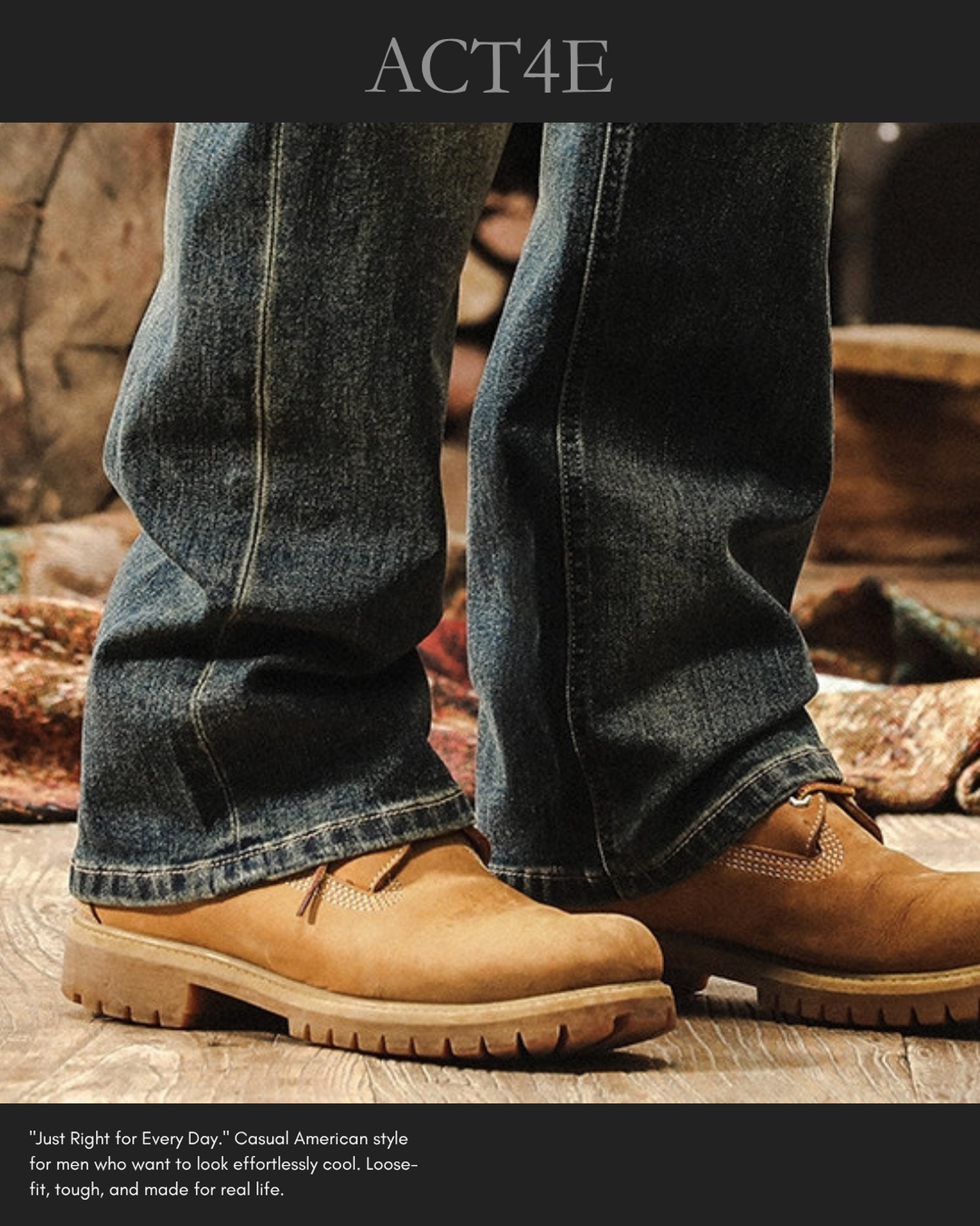 loose straight denim pants 3color 【ACT0182】