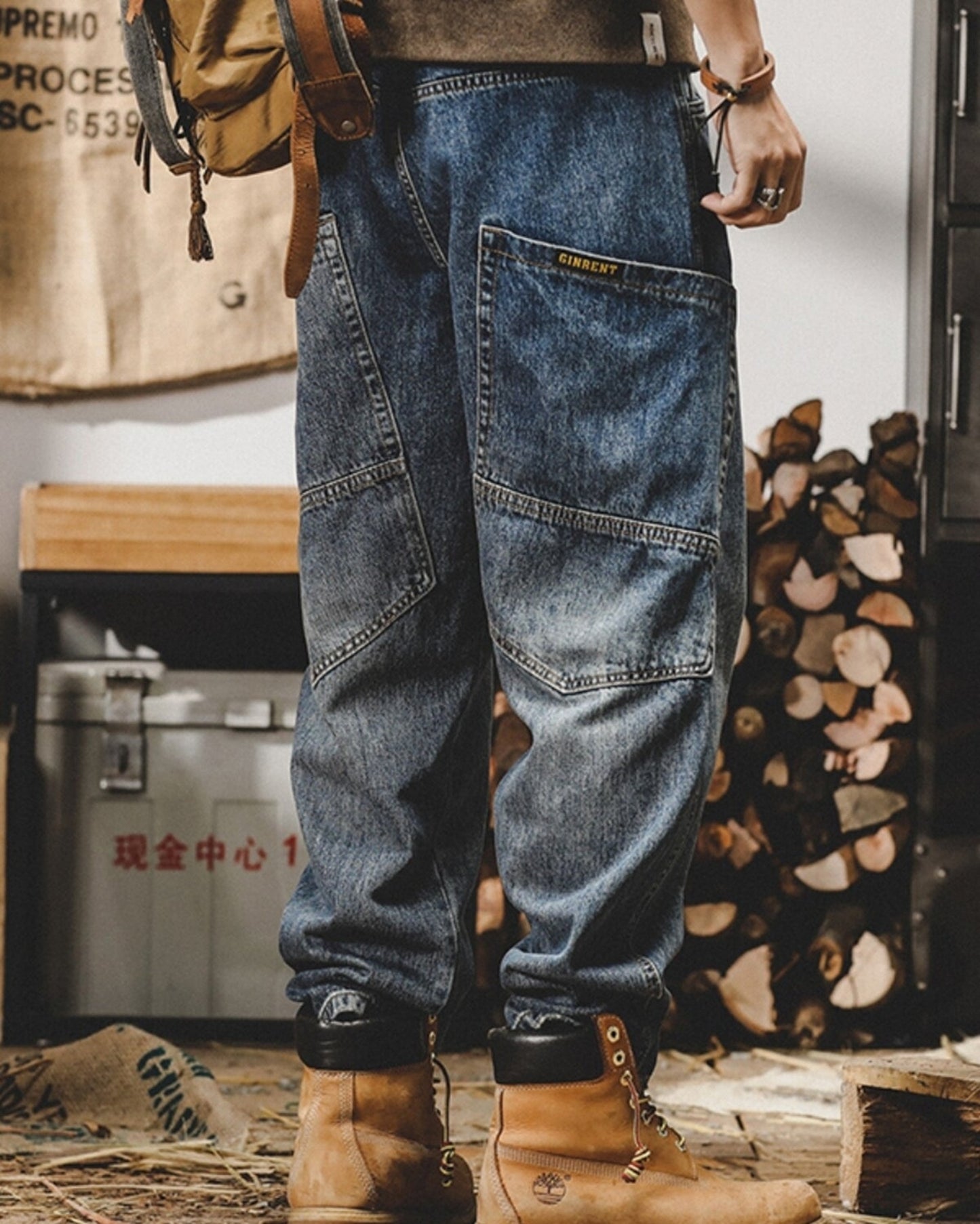 vintage wash relaxed straight denim pants 2color 【ACT0197】