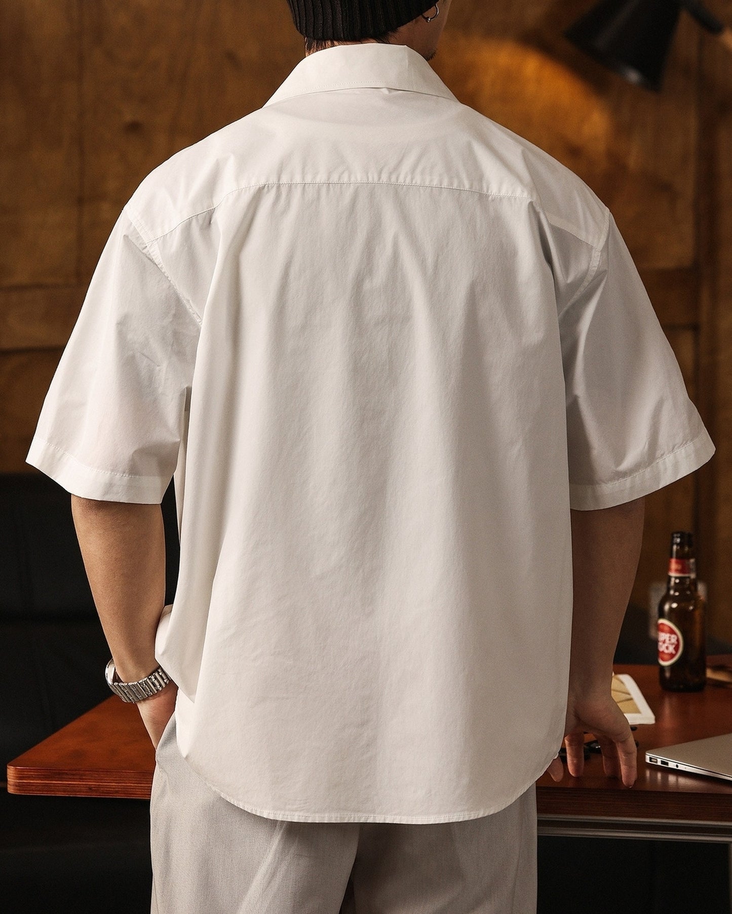 minimalist long-staple short sleeve shirt 【ACT0236】
