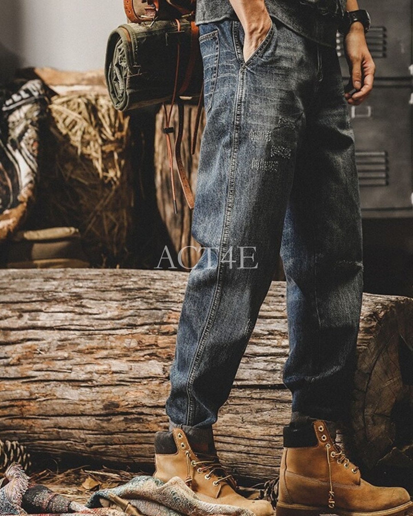 heavy weight tapered denim pants 【ACT0191】