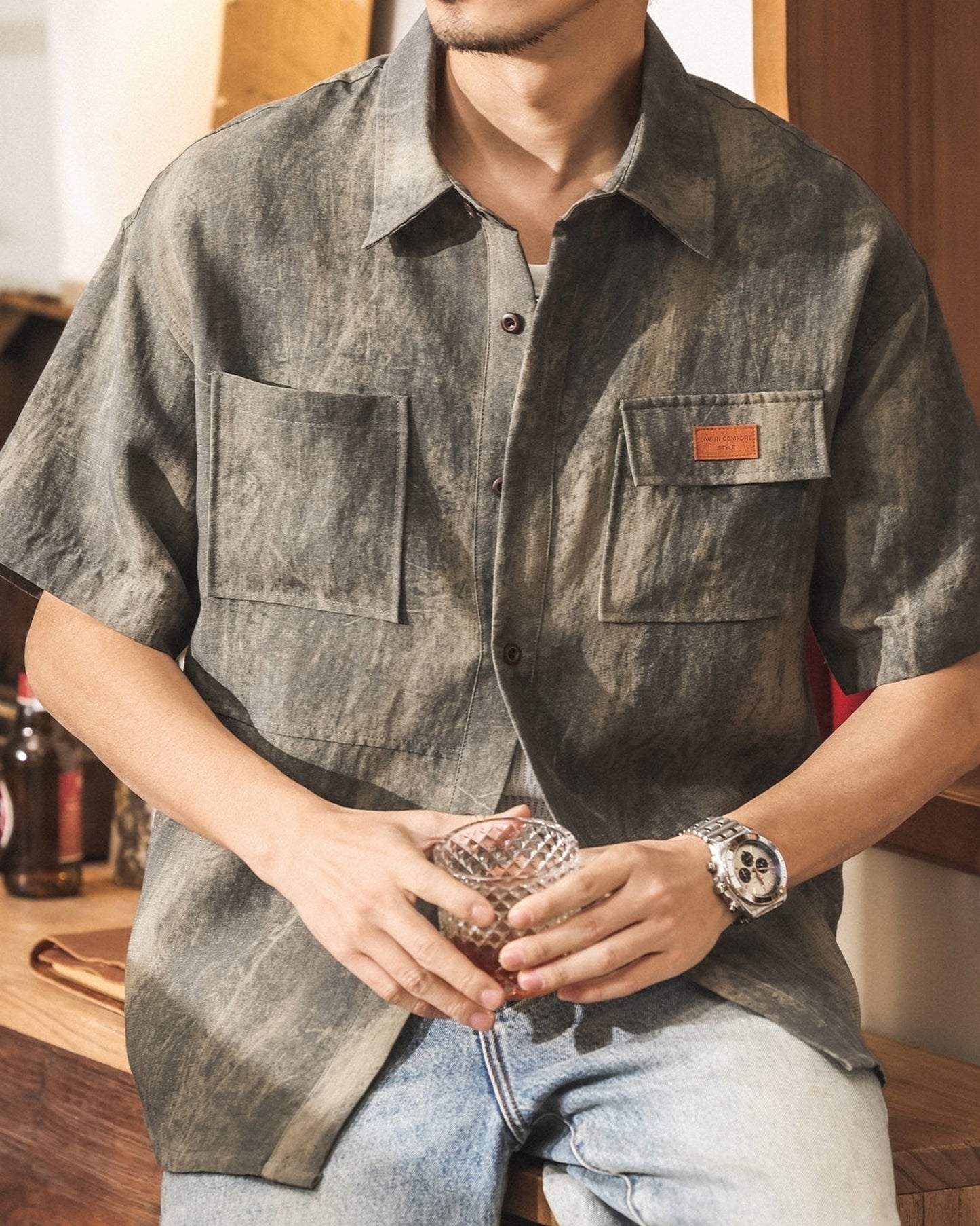 vintage wash short sleeve shirt 5color 【ACT0243】