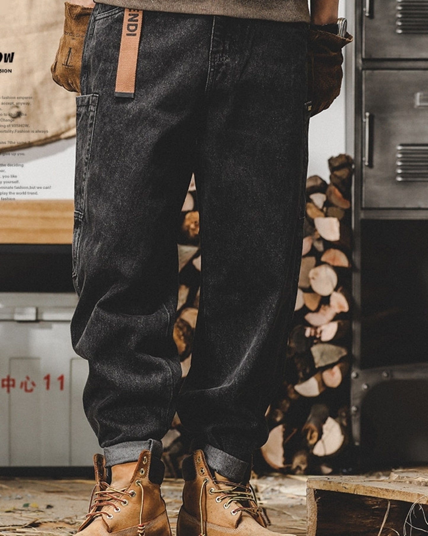vintage wash relaxed straight denim pants 2color 【ACT0197】