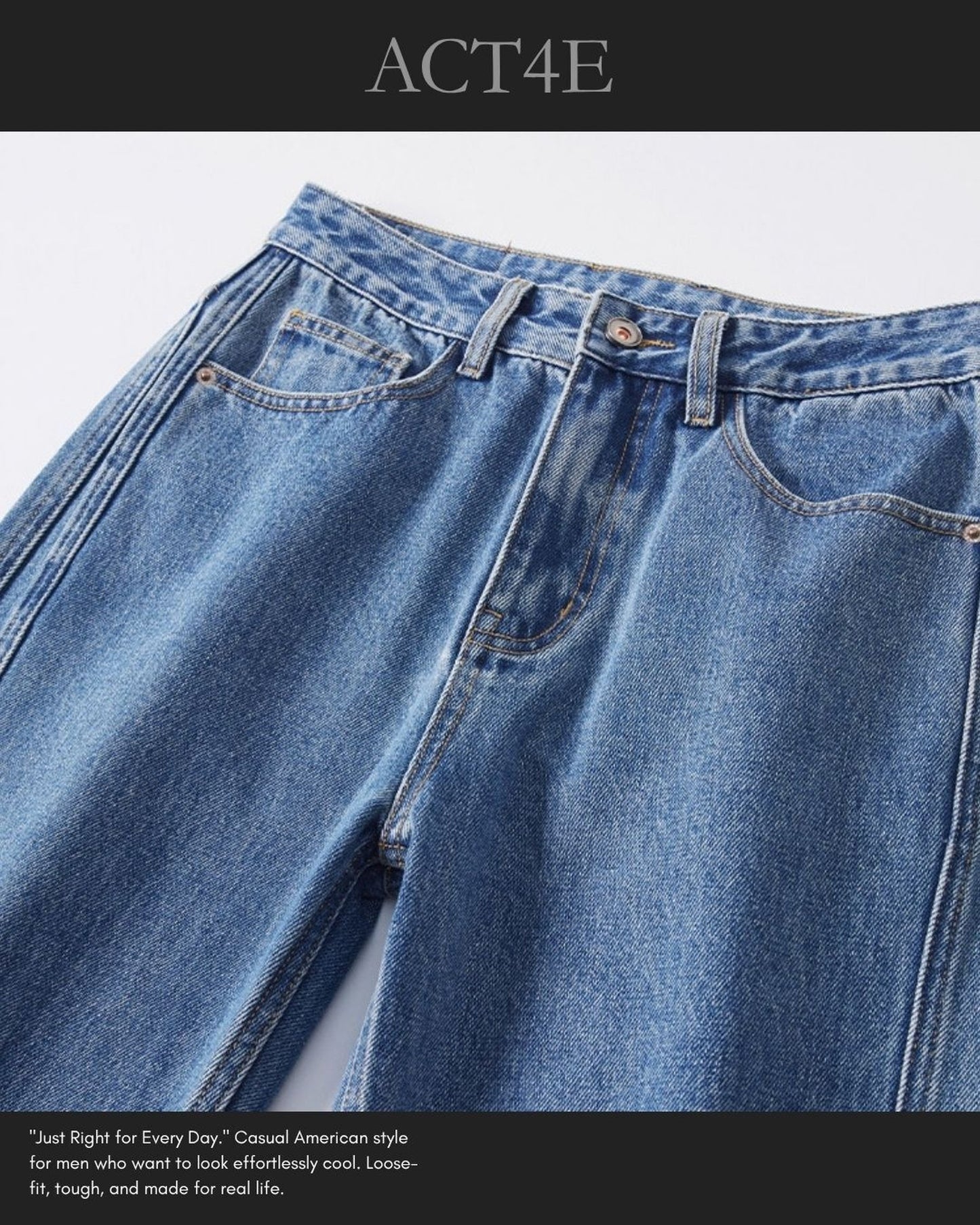 heavy weight loose straight denim pants 【ACT0211】
