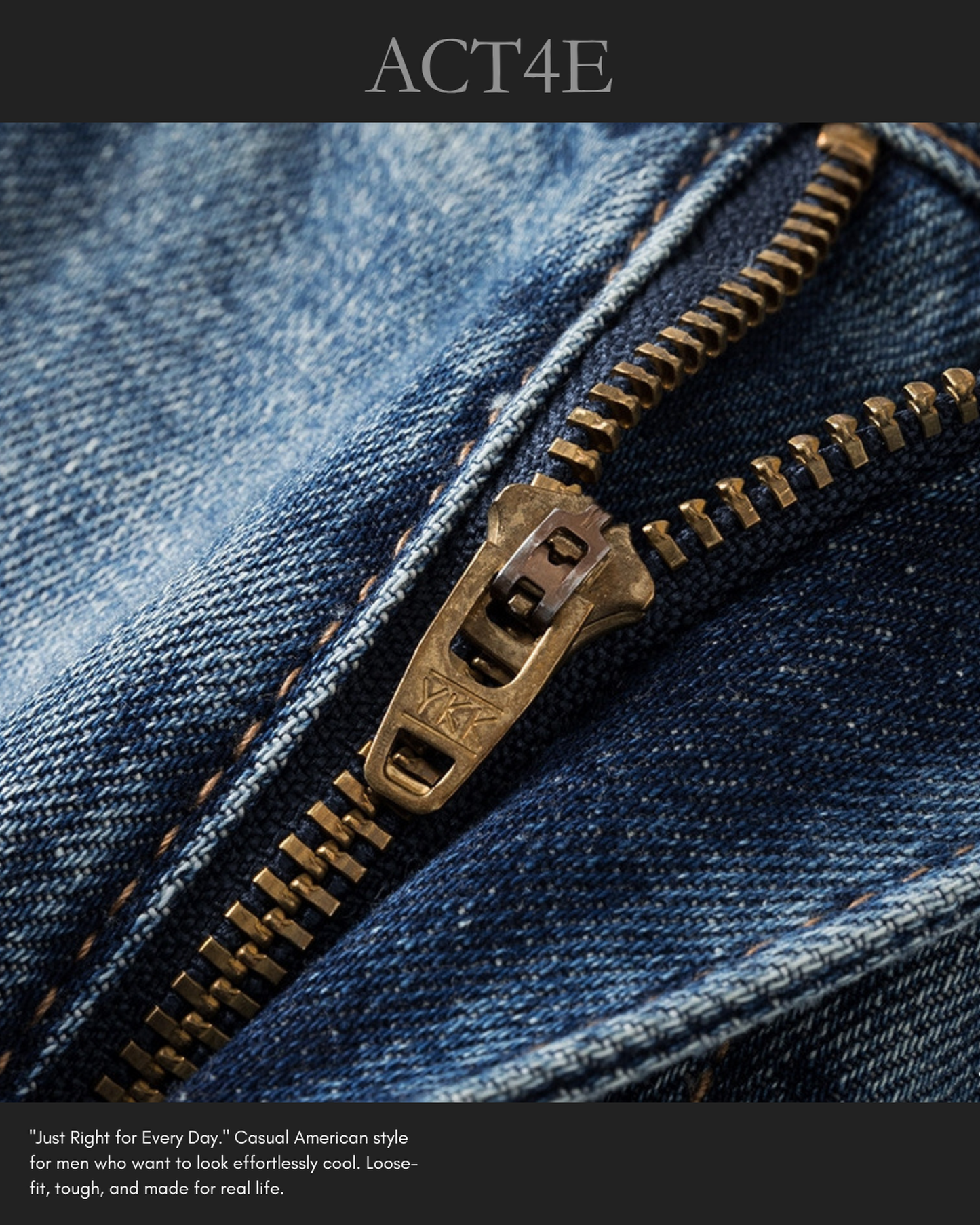 distressed loose straight denim pants 【ACT0177】