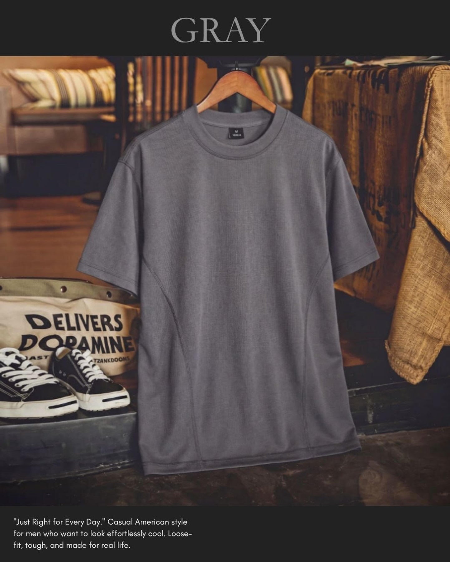 casual crew neck short sleeve t-shirt 3color 【ACT0043】