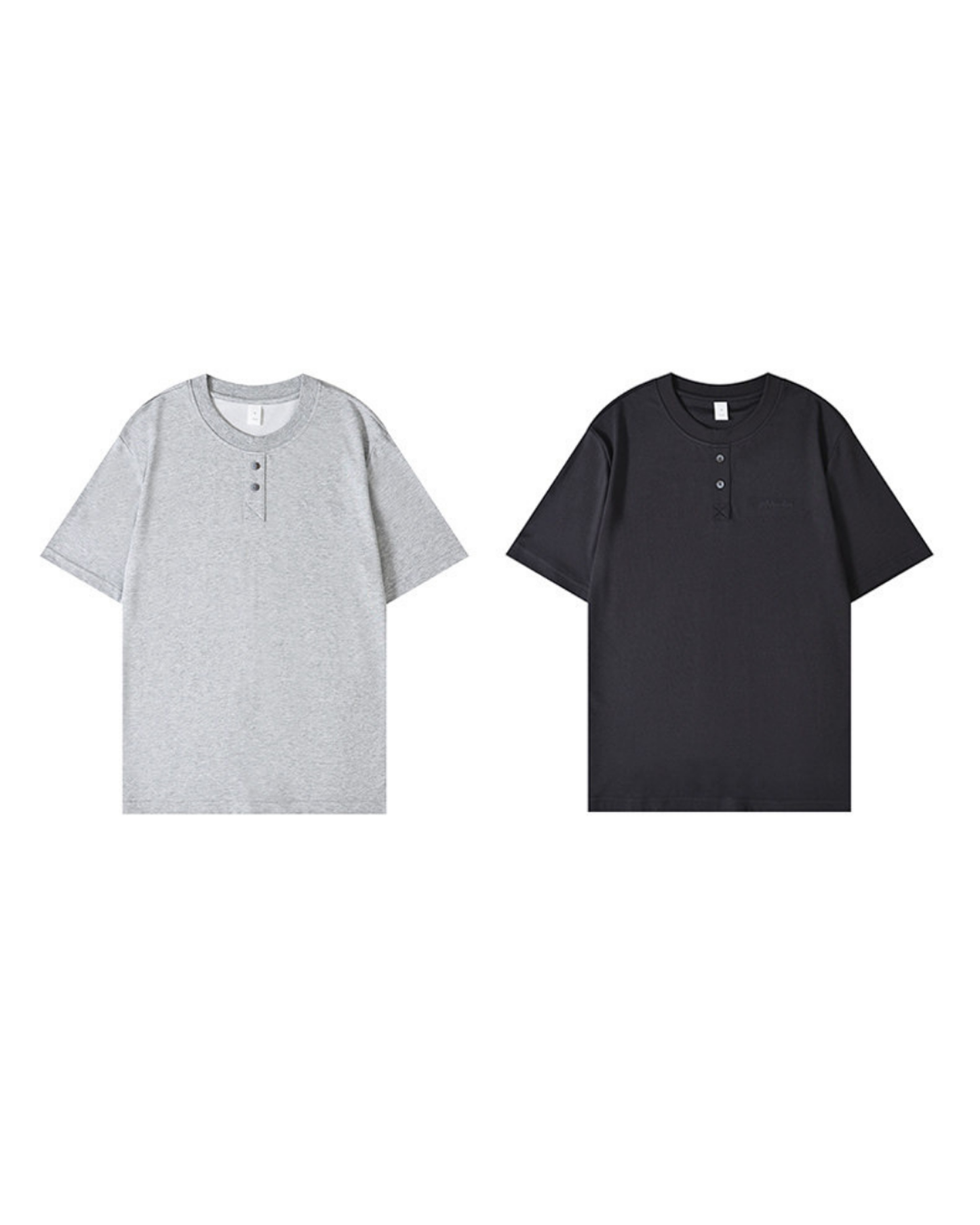 Button henley neck t-shirt 2color 【ACT0055】