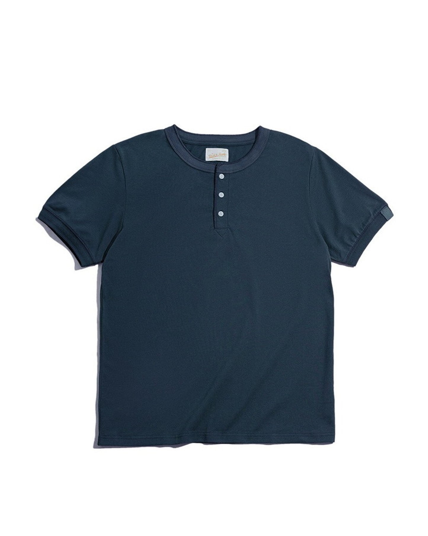 Henley-Neck Cotton Classic Short-Sleeve T-Shirt 4color 【ACT0136】